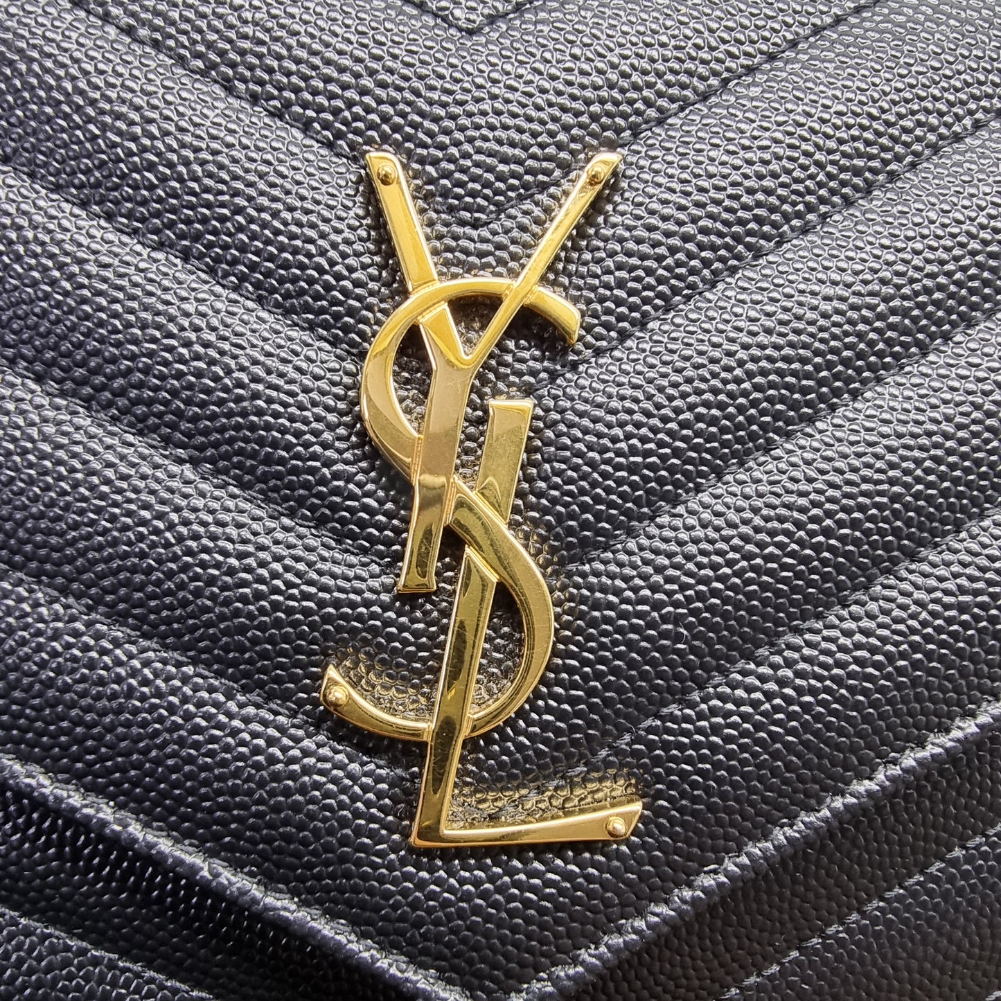 YSL Wallet On Chain Cassandre Envelope Large Leather Ghw (Black)