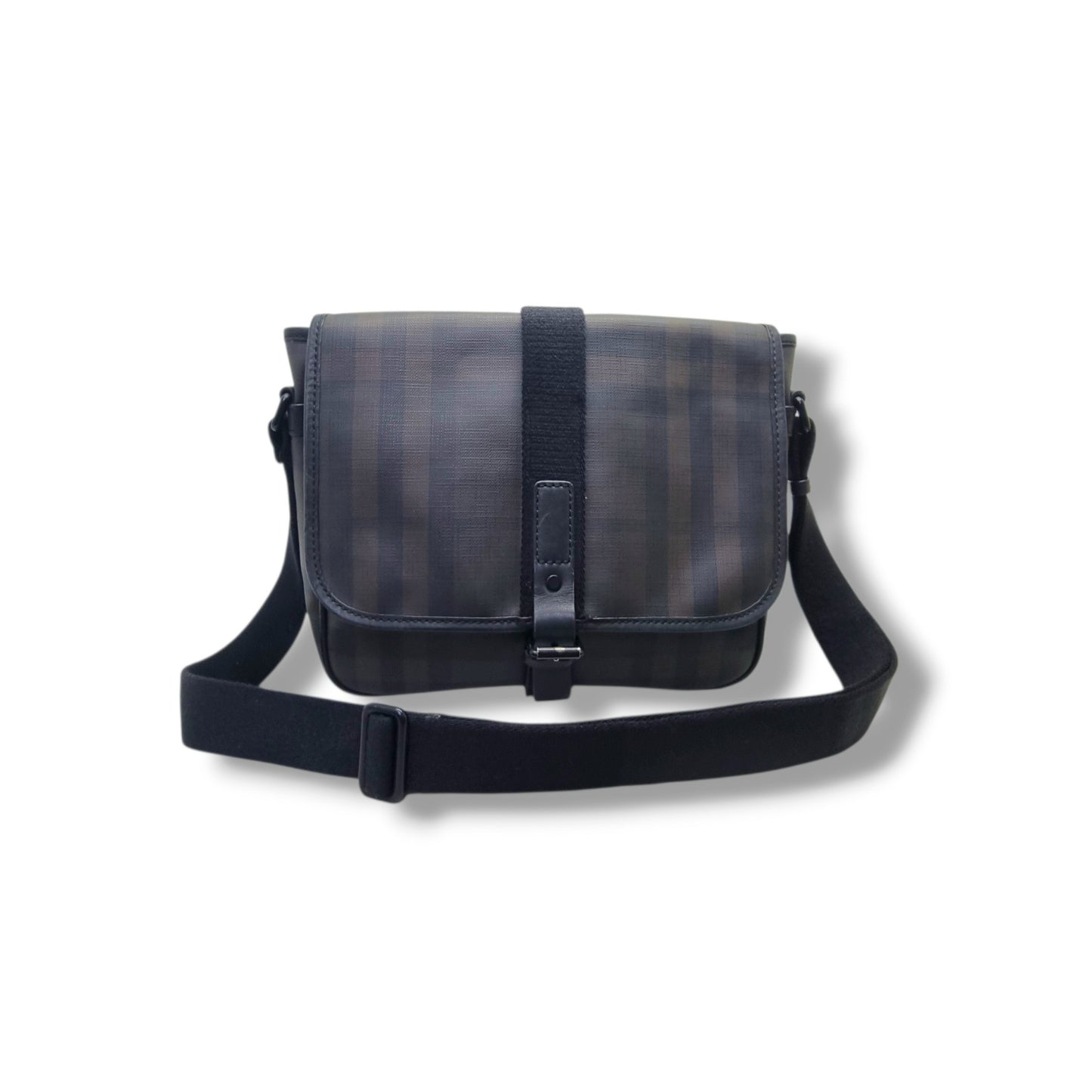 Burberry Smoked Check Canvas Messenger Bag Bhw (Black/Brown)