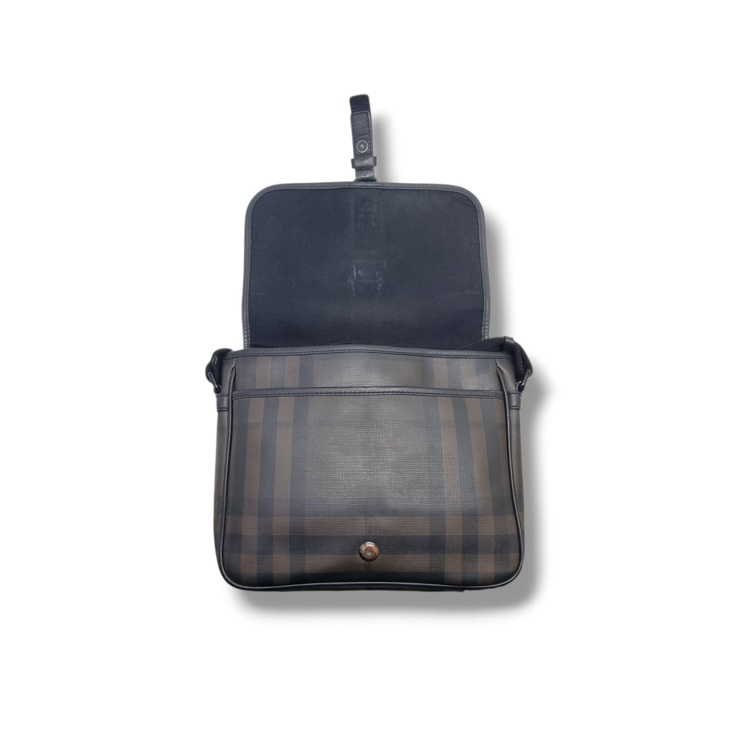 Burberry Smoked Check Canvas Messenger Bag Bhw (Black/Brown)