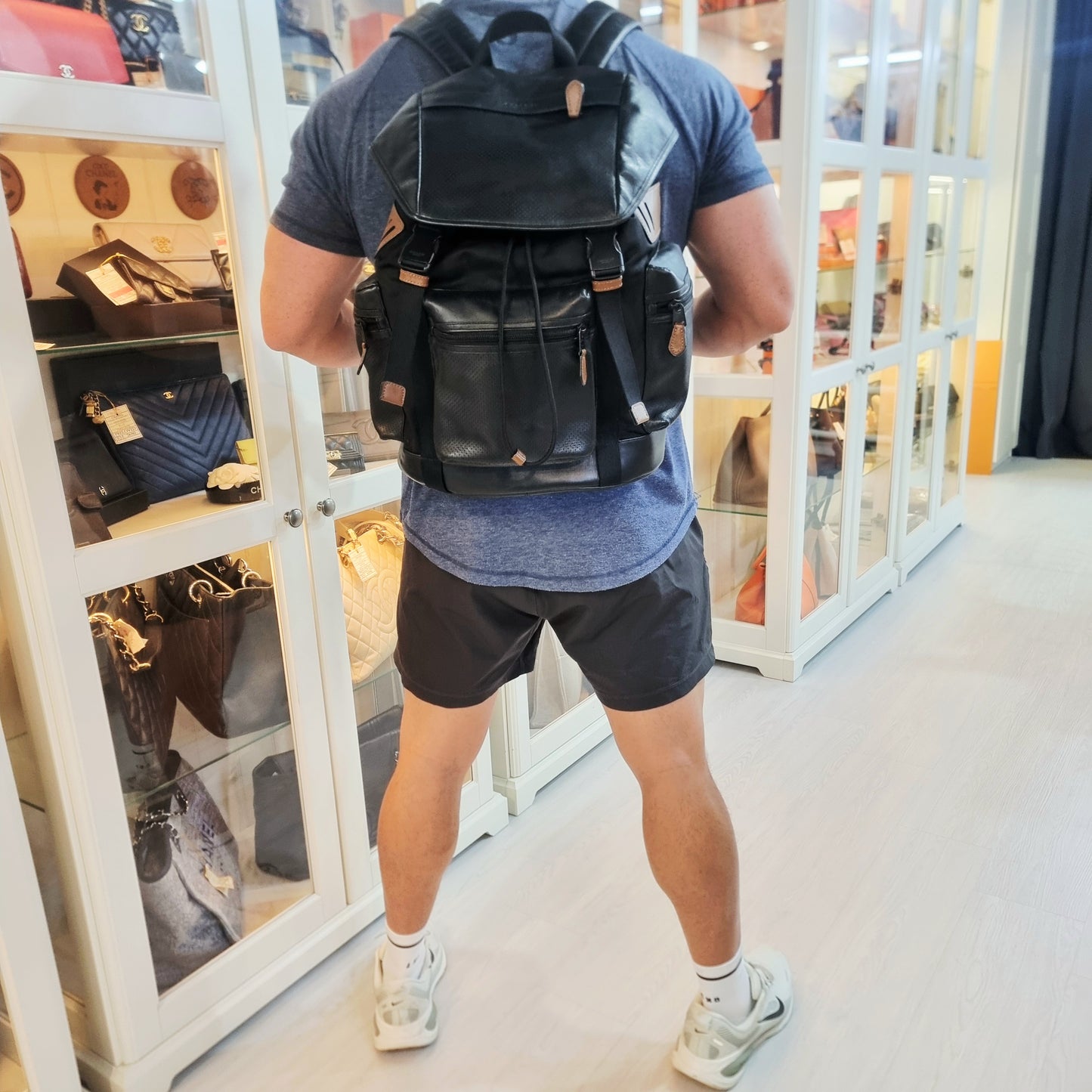 Coach Terrain Trek Backpack Perforated Leather & Nylon Black Hw (Black)