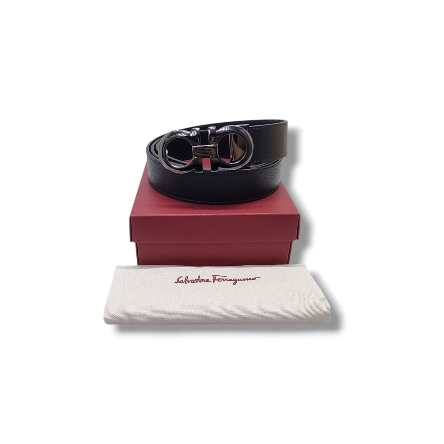 Salvatore Ferragamo Belt Reversible Gancini Buckle Calfskin Leather Shw (Brown/Black)