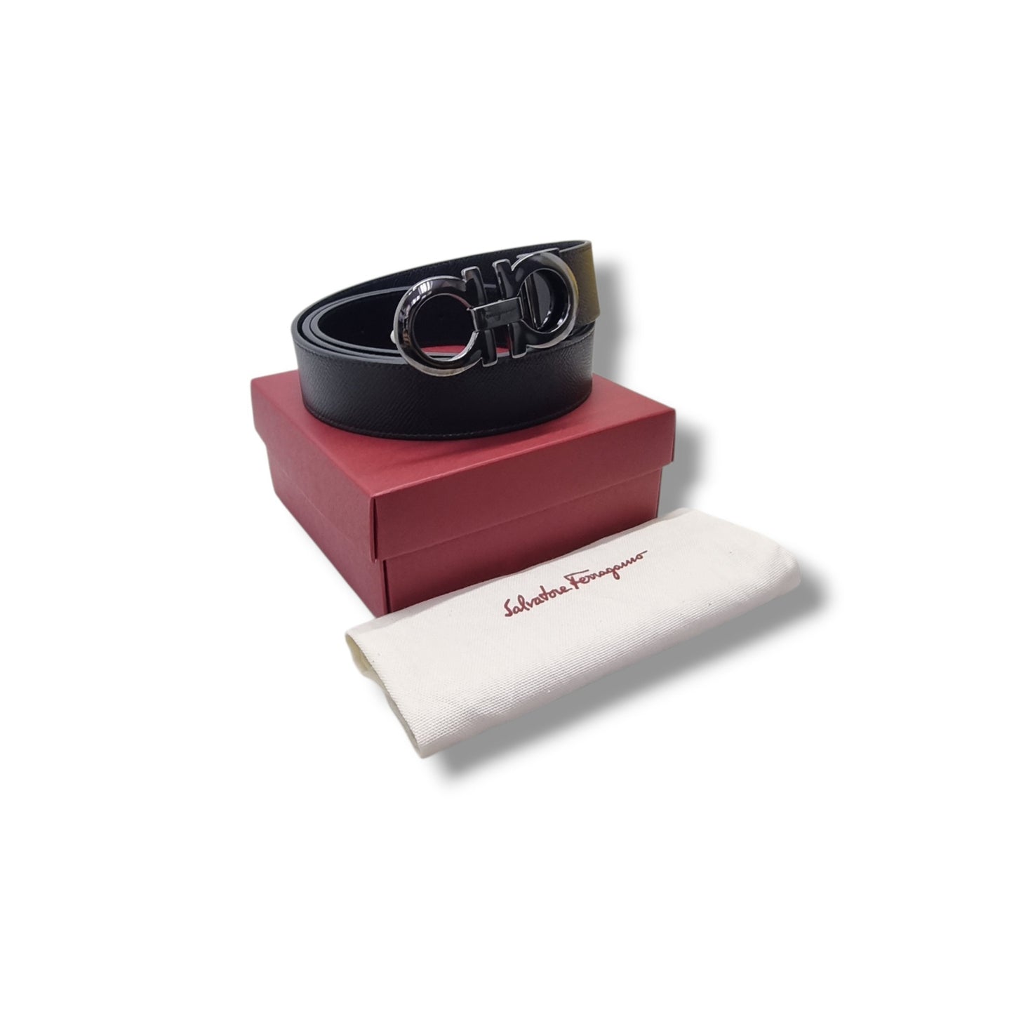 Salvatore Ferragamo Belt Reversible Gancini Buckle Calfskin Leather Shw (Brown/Black)