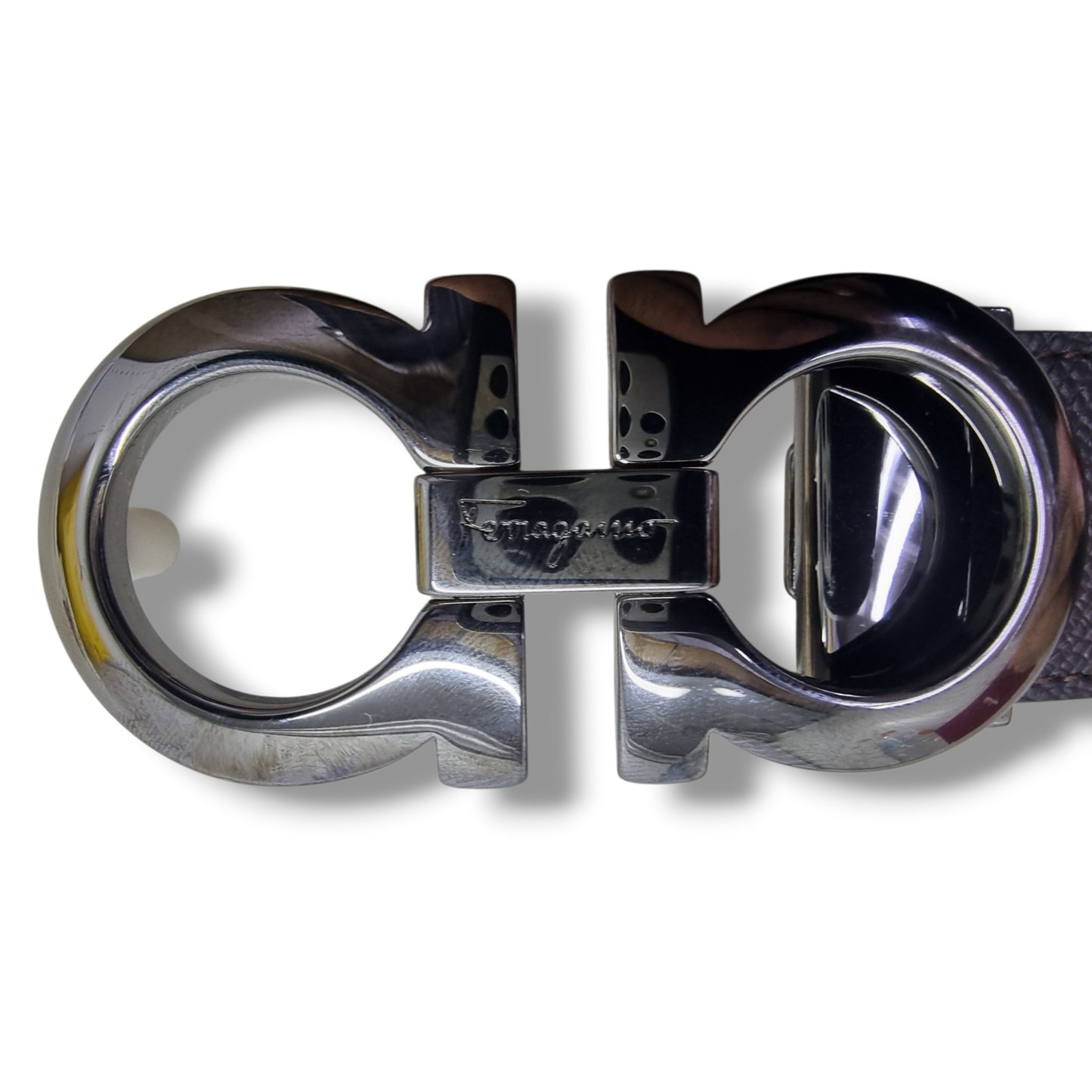 Salvatore Ferragamo Belt Reversible Gancini Buckle Calfskin Leather Shw (Brown/Black)