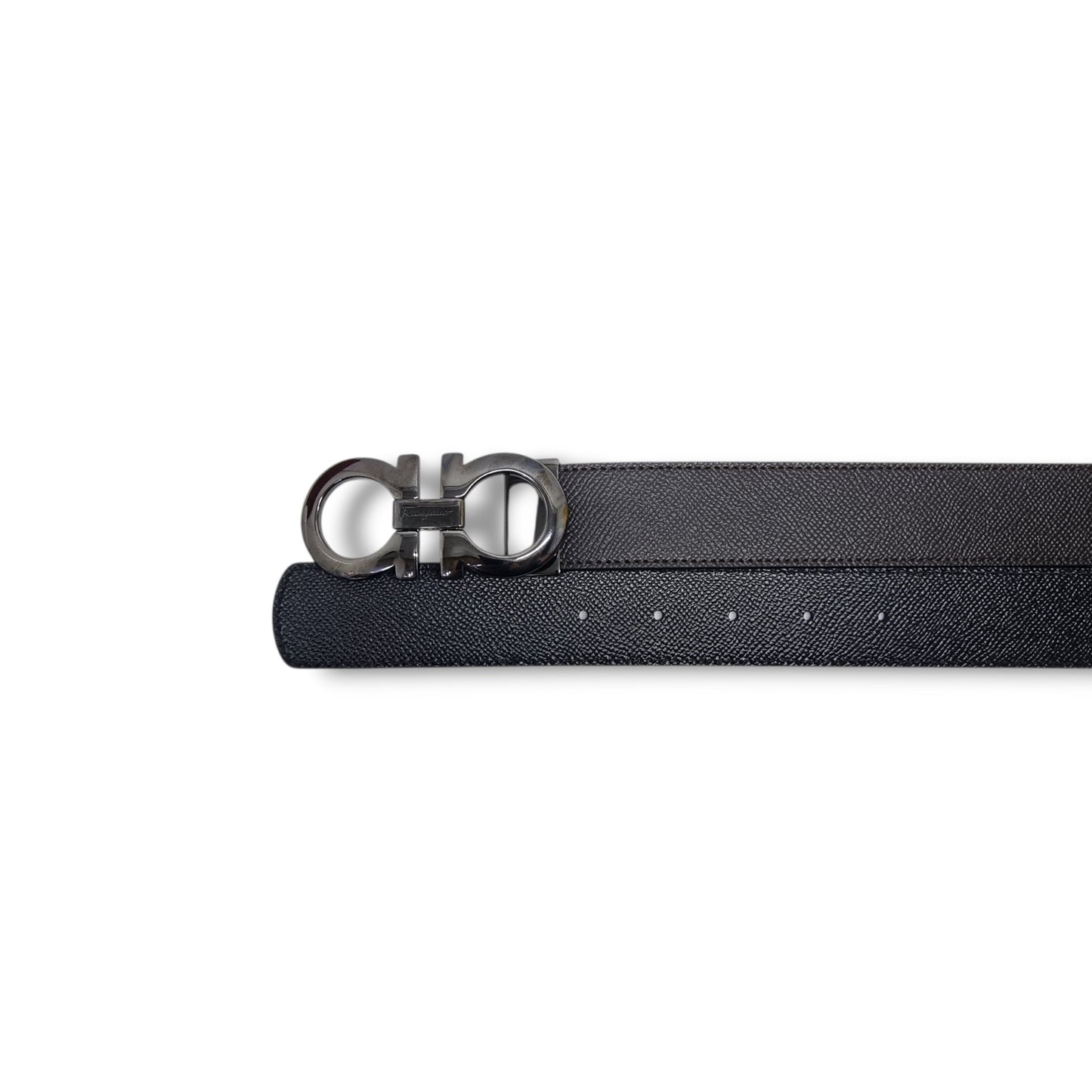 Salvatore Ferragamo Belt Reversible Gancini Buckle Calfskin Leather Shw (Brown/Black)