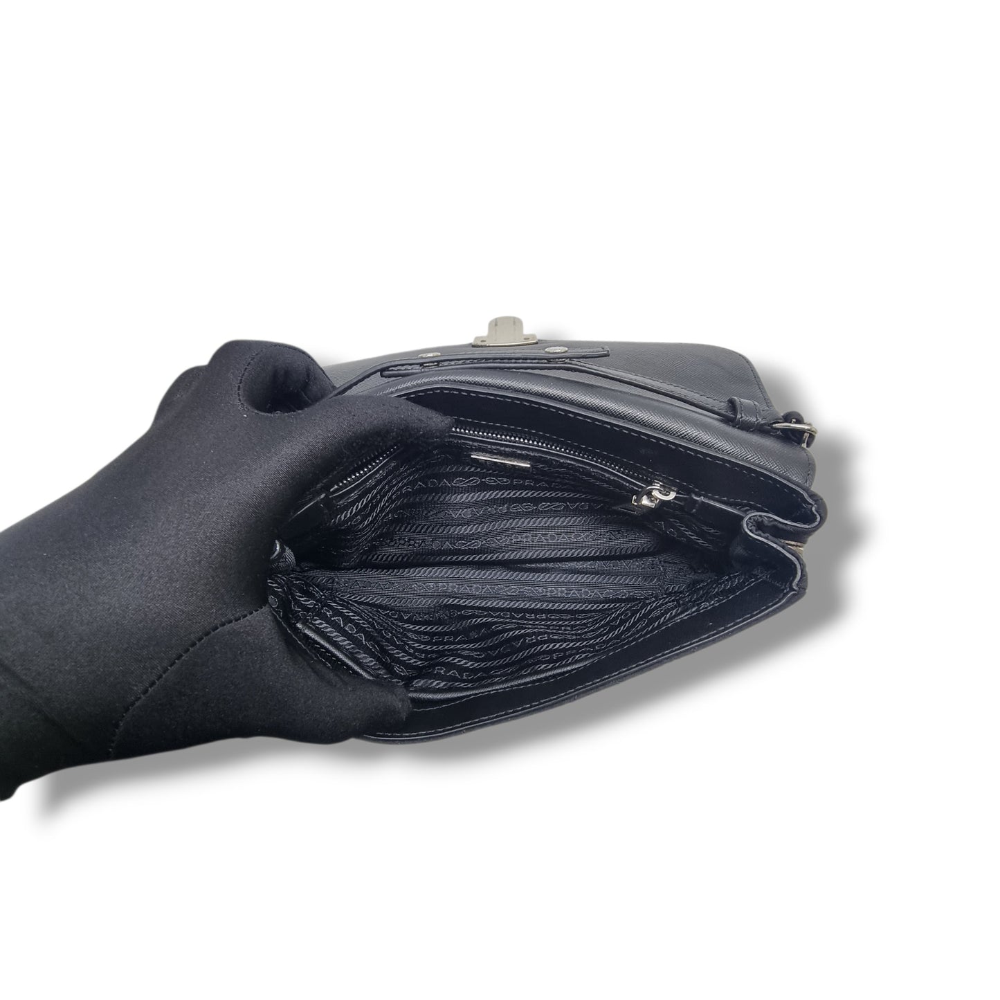 Prada 1BH584 Tessuto Impuntu Nylon Crossbody Ghw (Black)