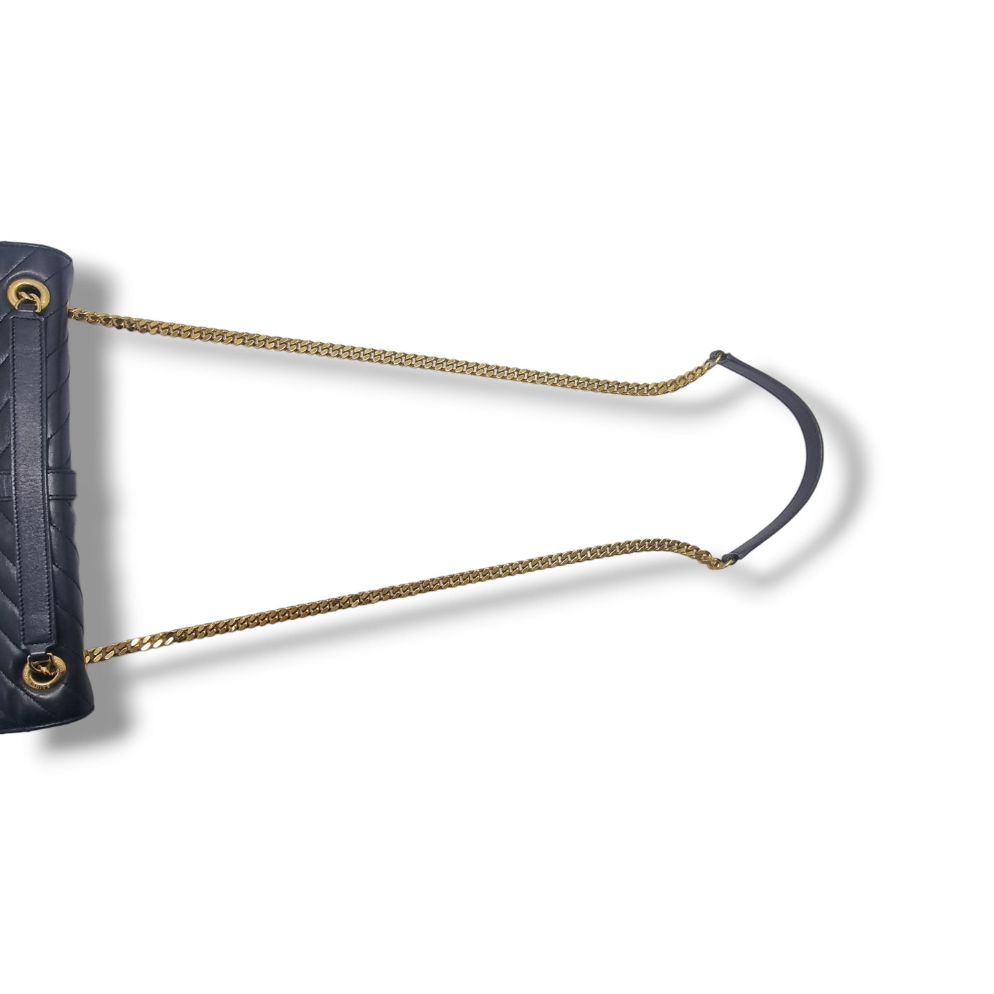 YSL Matelasse Chevron Large Envelope Leather Crossbody Ghw (Black)