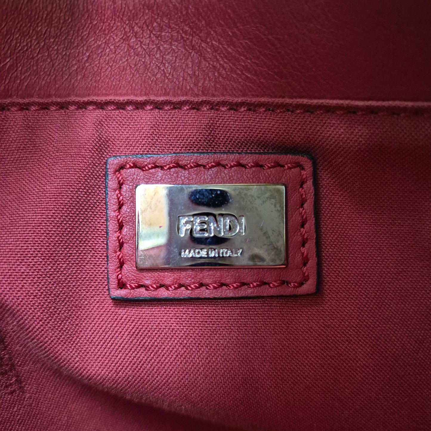 Fendi 2 Jour Geometrico Petite Leather Tote Ghw (Multicolour Red)