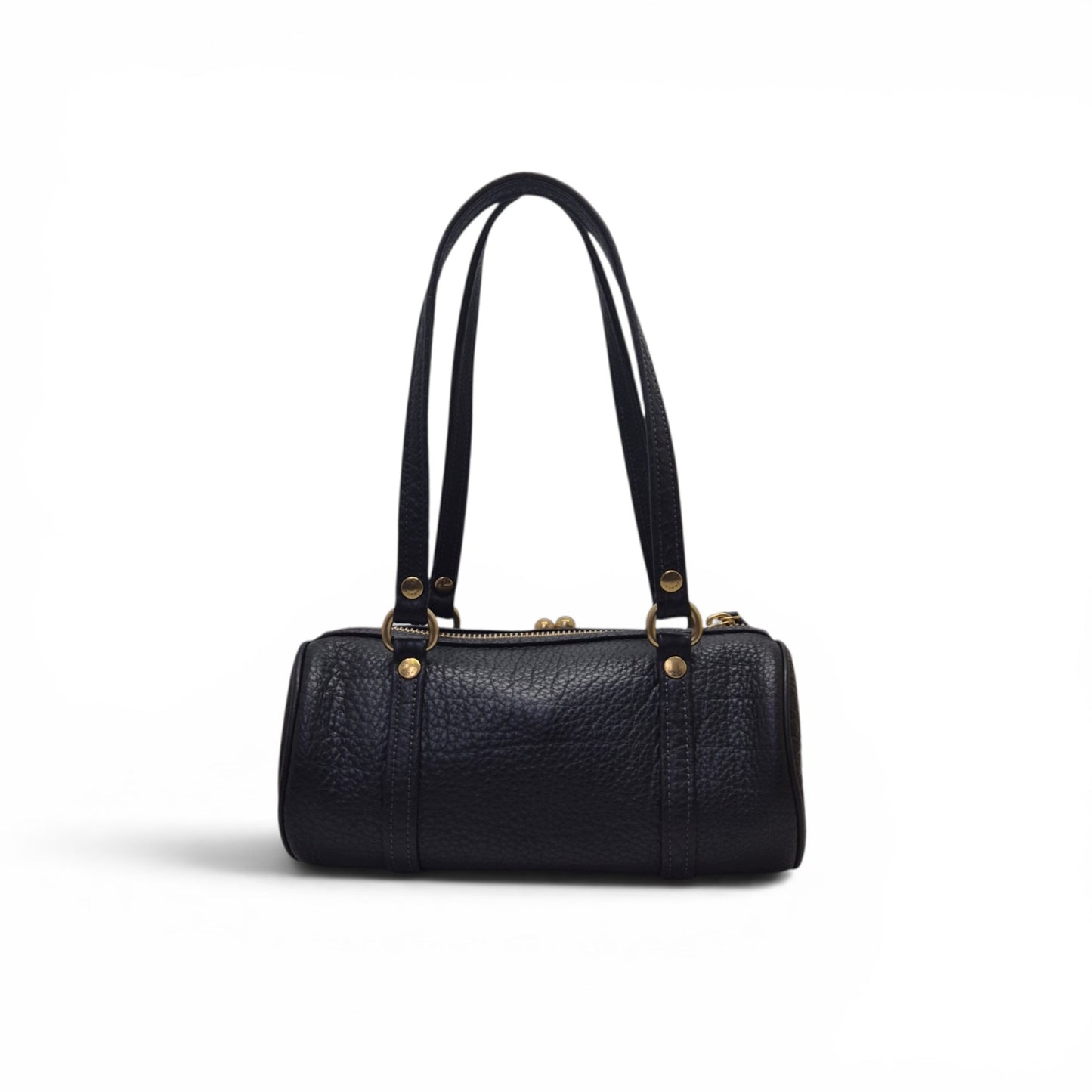 Coach Kisslock Barrel 28 Leather Bowling Bag Ghw (Black)