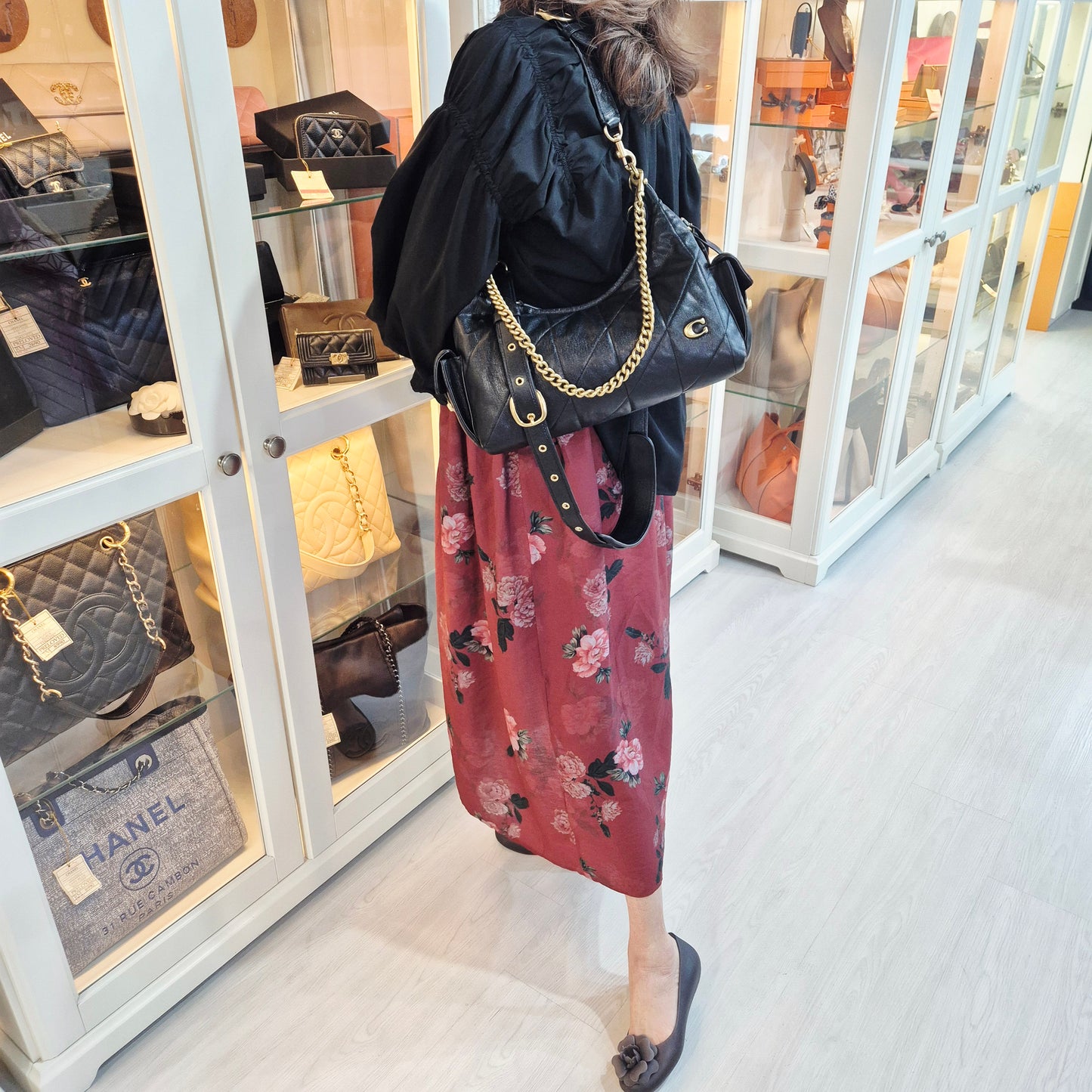 Coach Juliet Pocket 30 Smooth Leather Hobo Bag Ghw (Black)