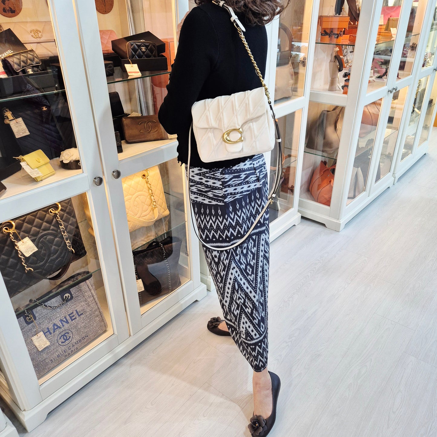 Coach Times Square Tabby W/Quilted Leather Crossbody (White)