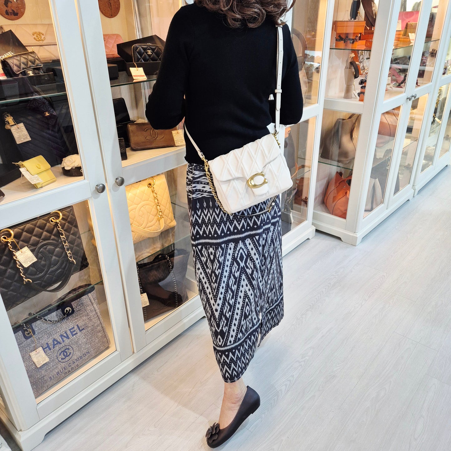 Coach Times Square Tabby W/Quilted Leather Crossbody (White)