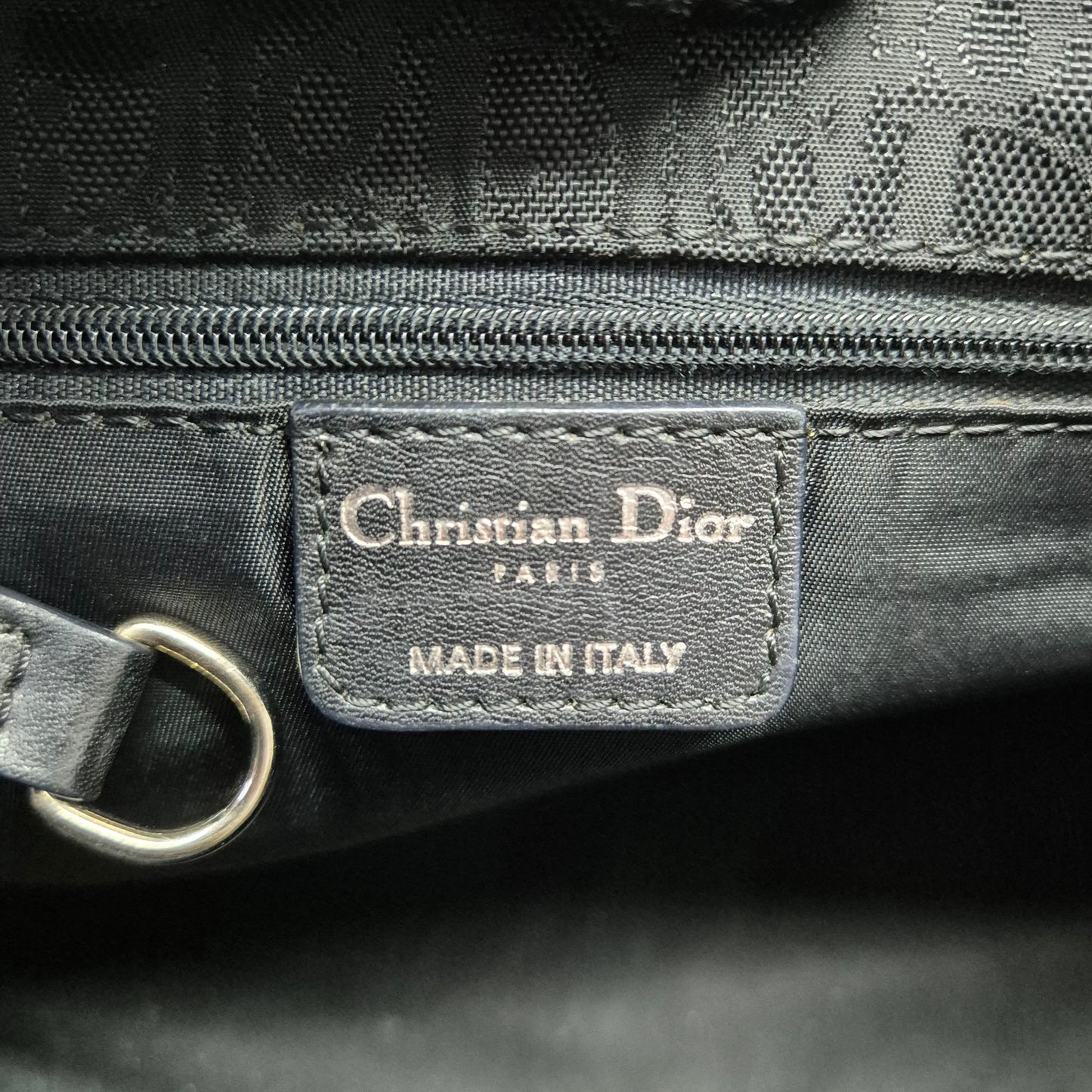 Christian Dior Oblique Trotter Canvas Double Pocket Tote Ghw (Navy Blue)