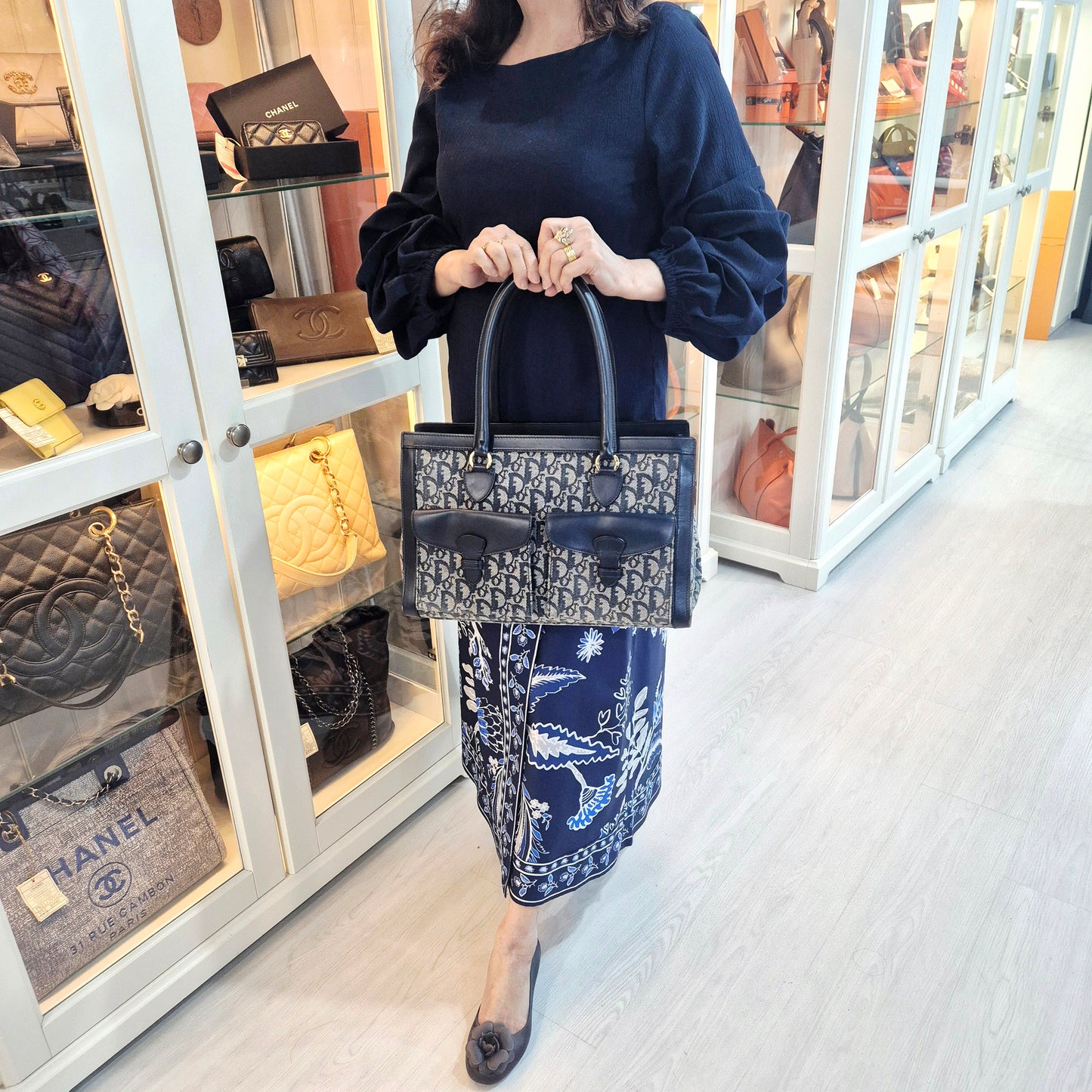 Christian Dior Diorissimo Lovely Canvas Bag Shw (Black)