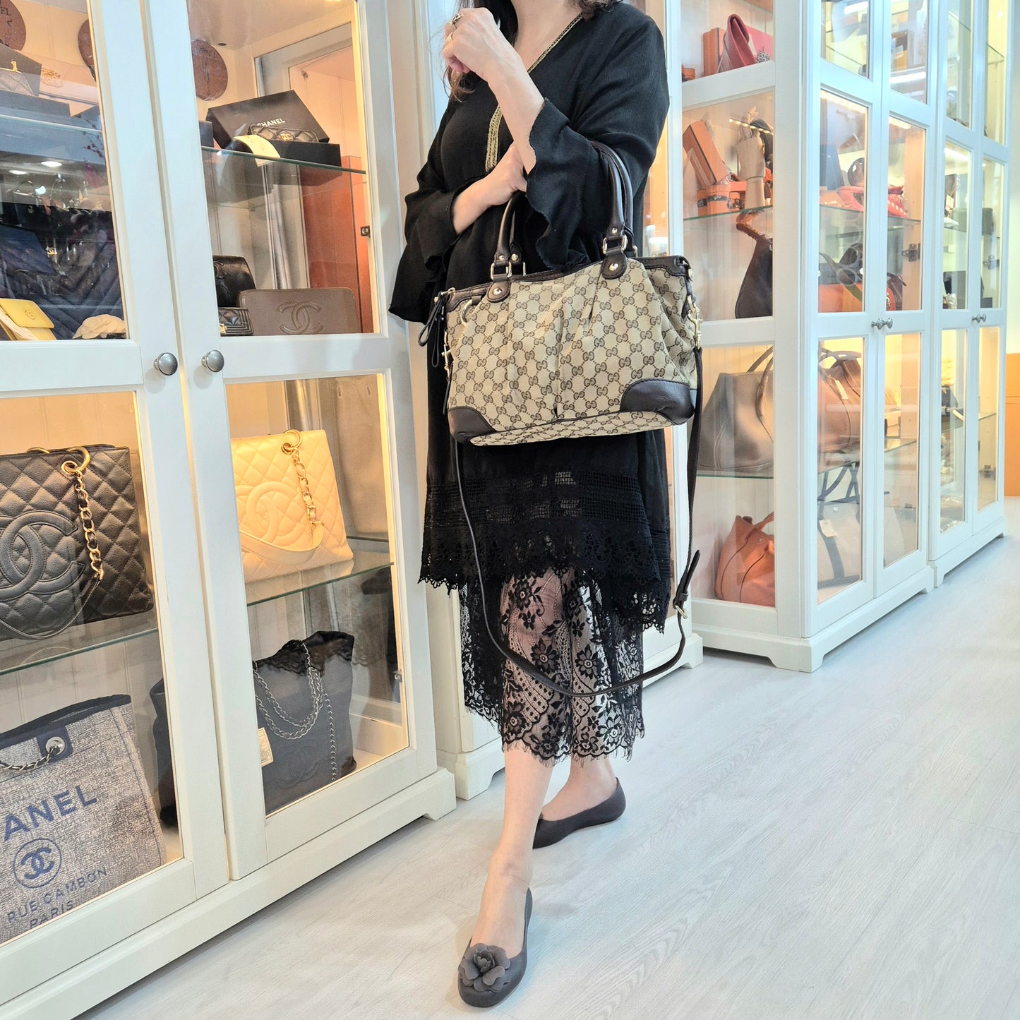 Gucci GG Sukey Canvas Tote Bag Ghw ( Beige/Brown)