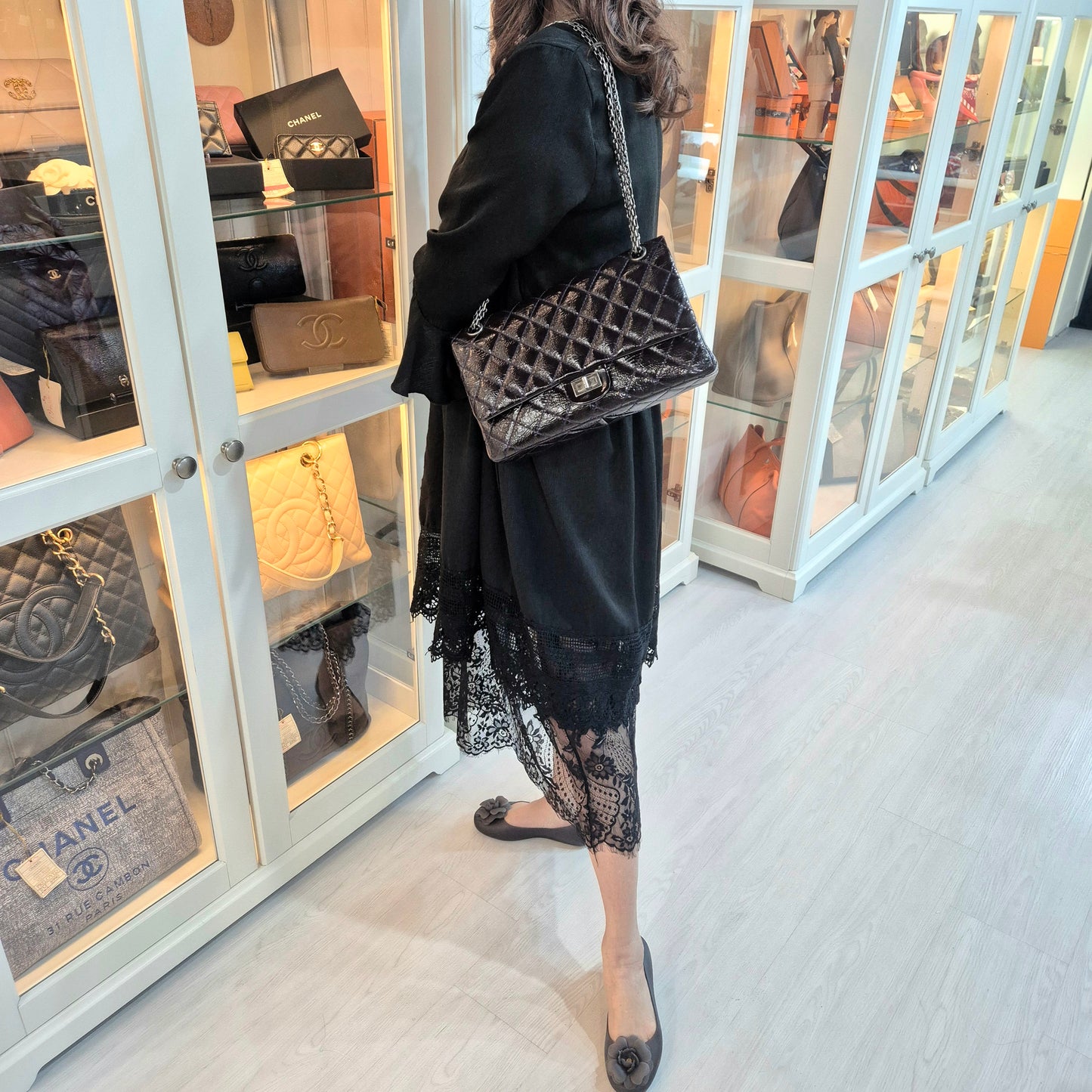 Chanel 2.55 Reissue Double Flap Patent Leather Shw (Dark Purple)