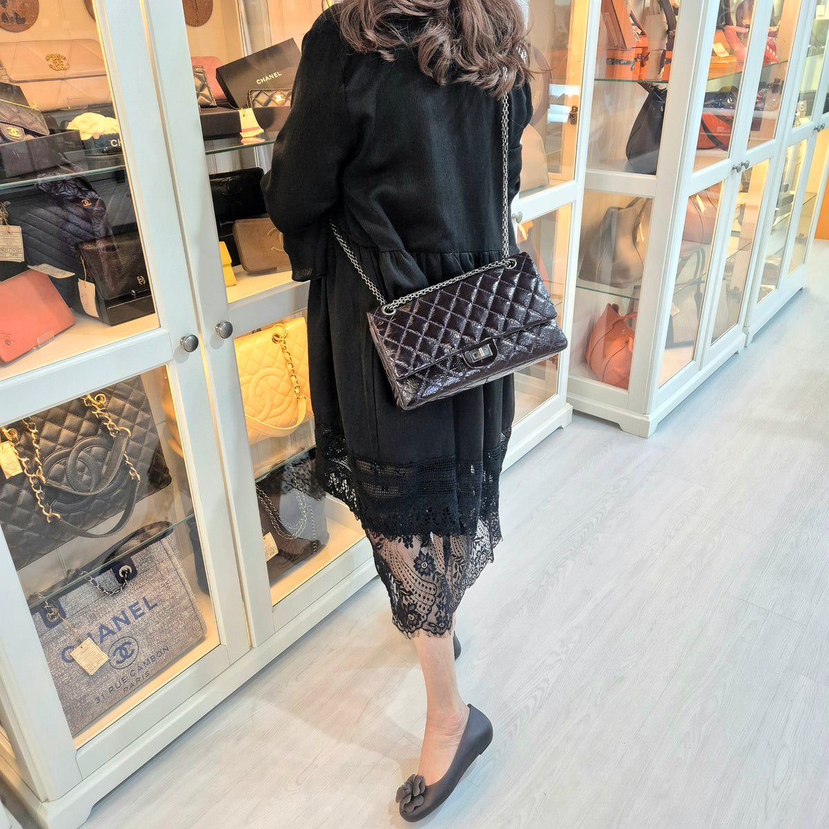 Chanel 2.55 Reissue Double Flap Patent Leather Shw (Dark Purple)