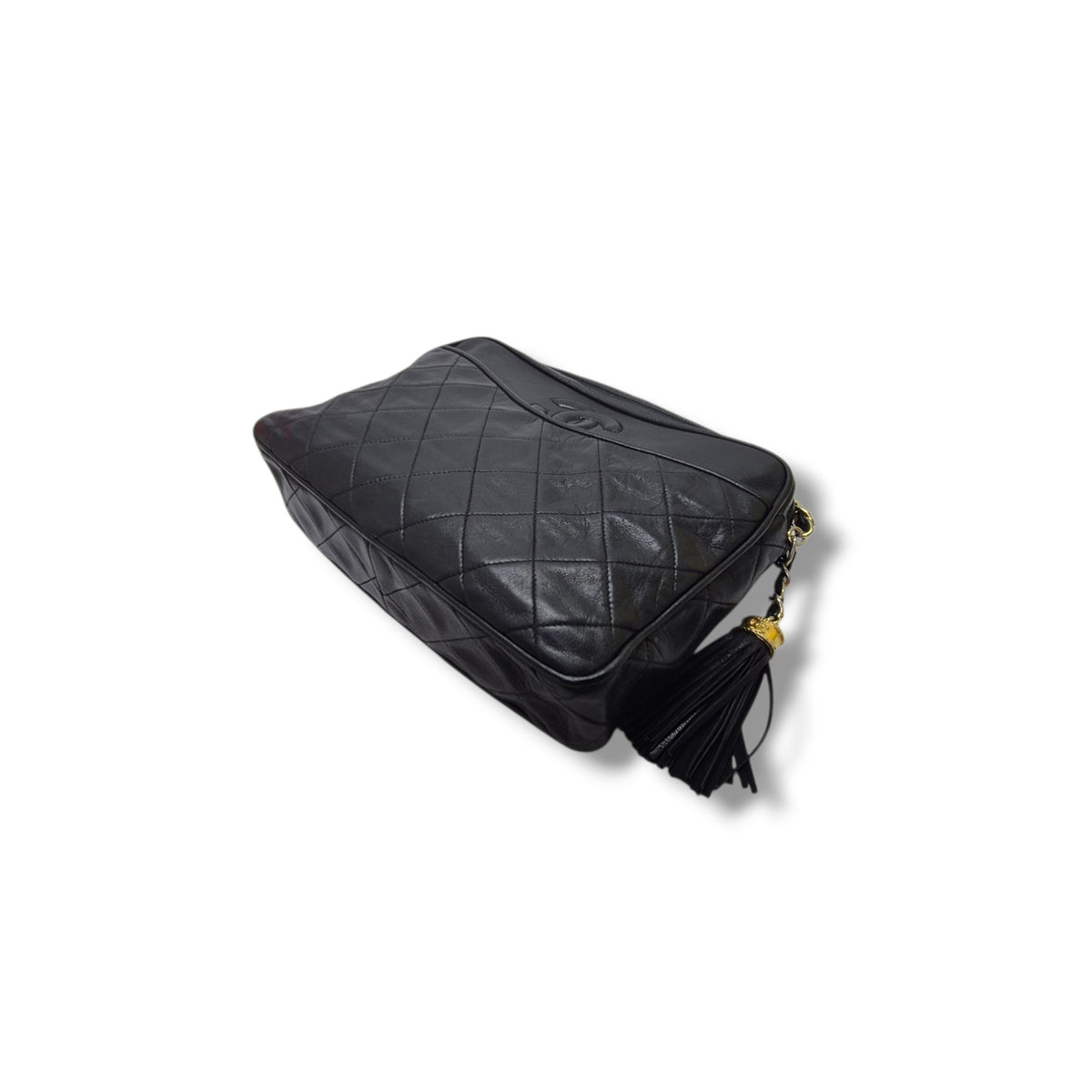 Chanel Vintage Camera Bag With Tassle Lambskin Ghw (Black)