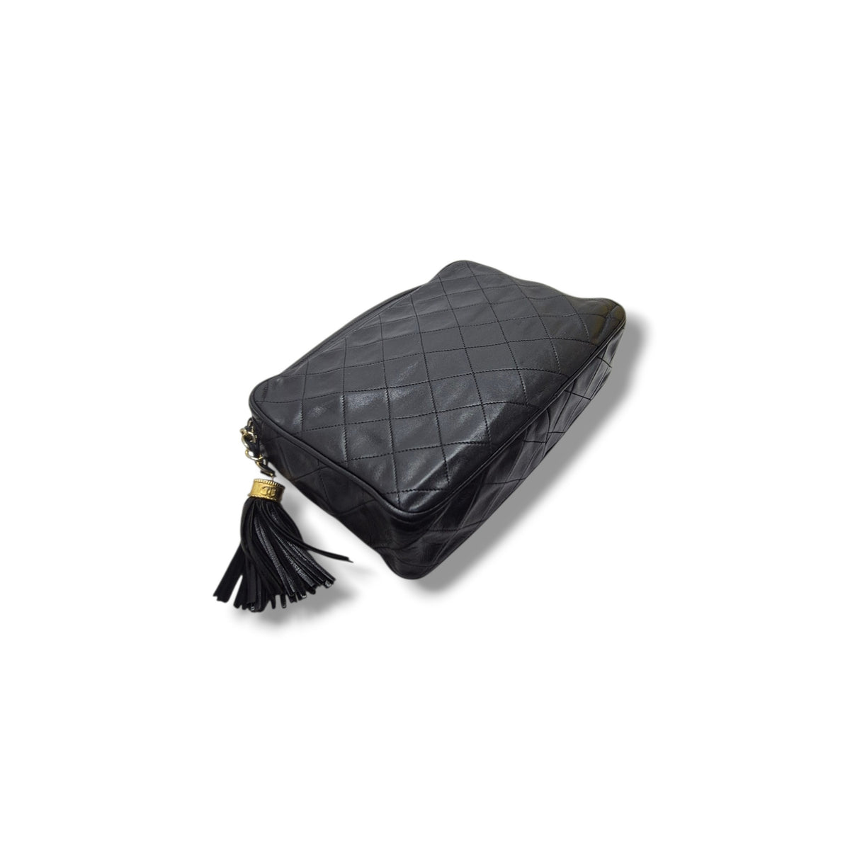 Chanel Vintage Camera Bag With Tassle Lambskin Ghw (Black)