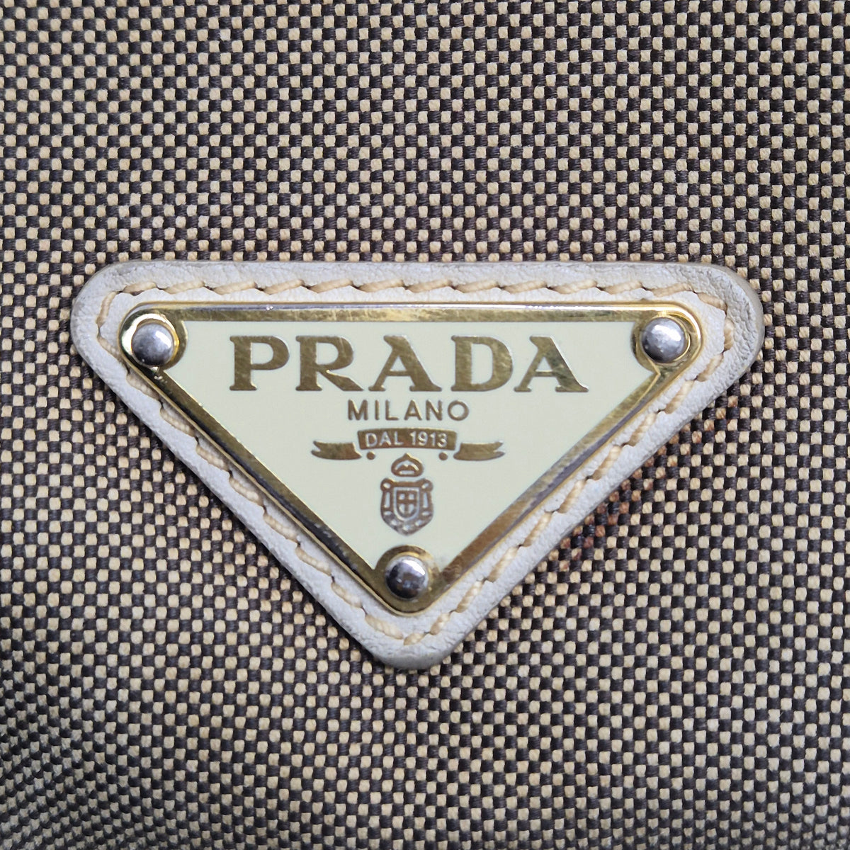 Prada Logo Jacquard Canvas Hobo Bag Ghw (Beige)
