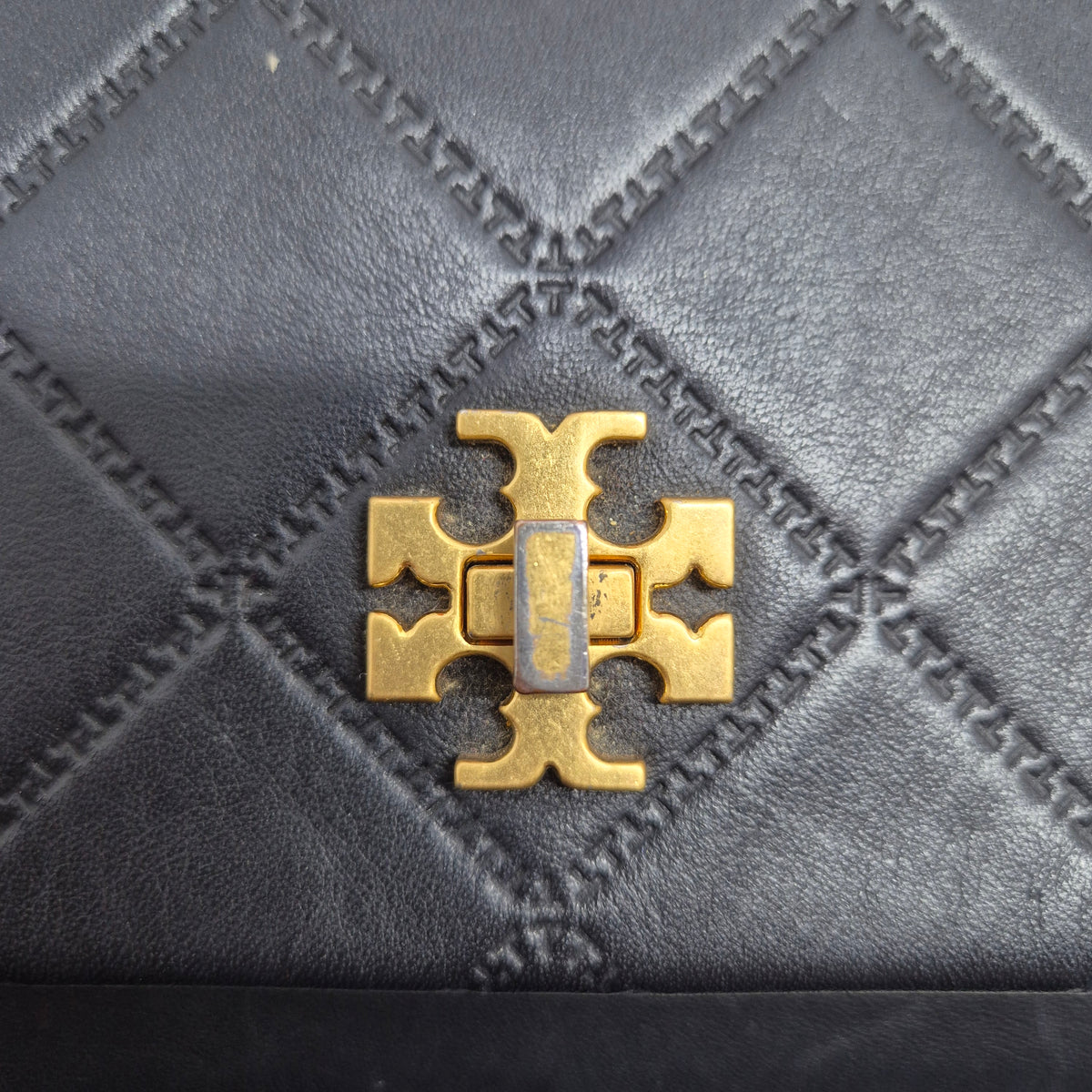 Tory Burch Georgia Leather Clutch With Strap Ghw (Black)