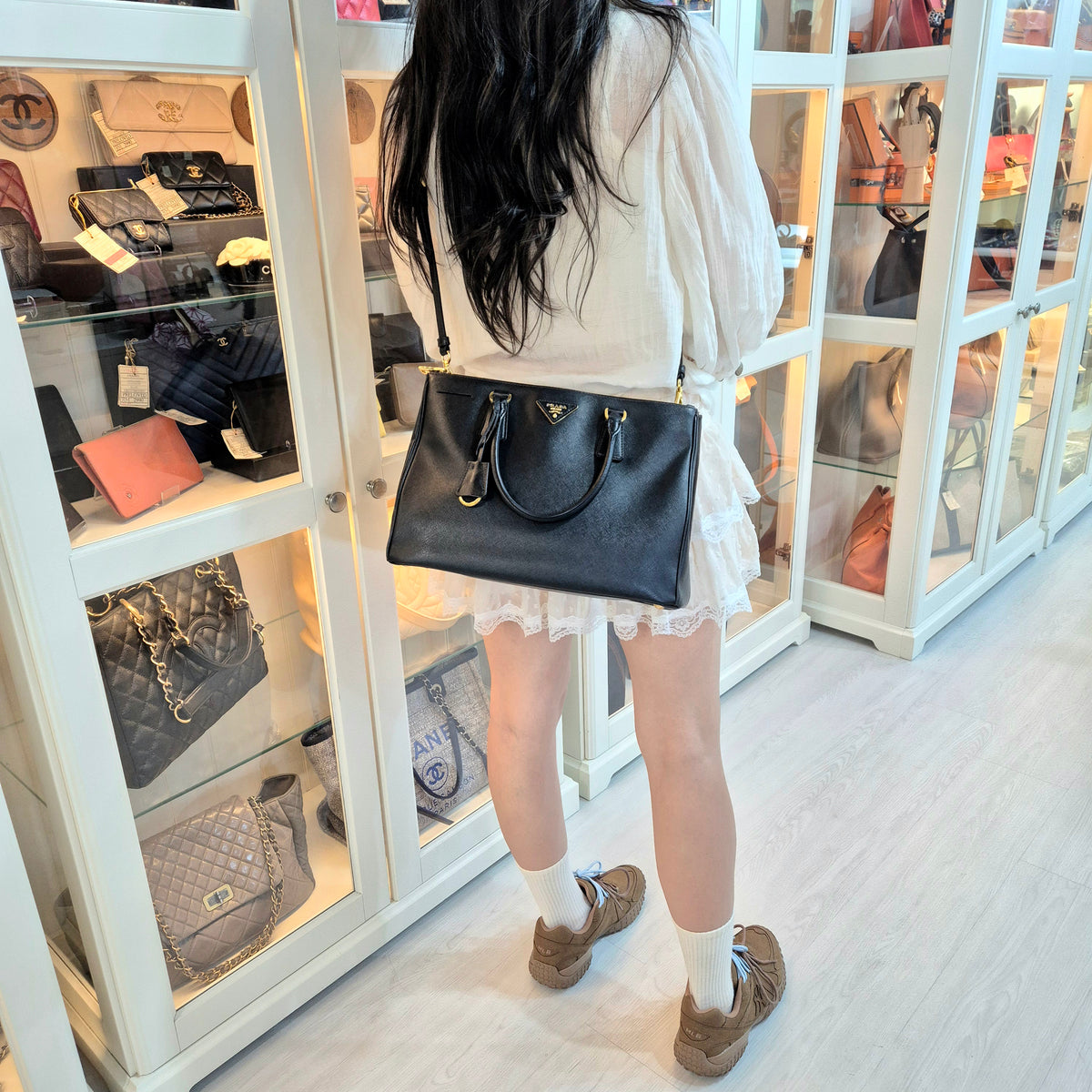 Prada BN2274 Galleria Saffiano Lux Tote Bag Ghw (Black)