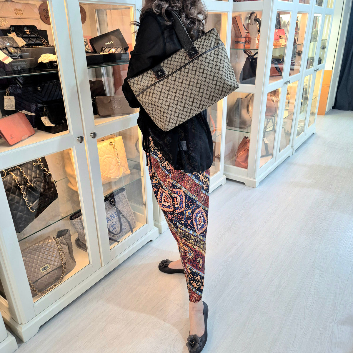 Celine Macadam Canvas Shoulder Bag Ghw (Brown)