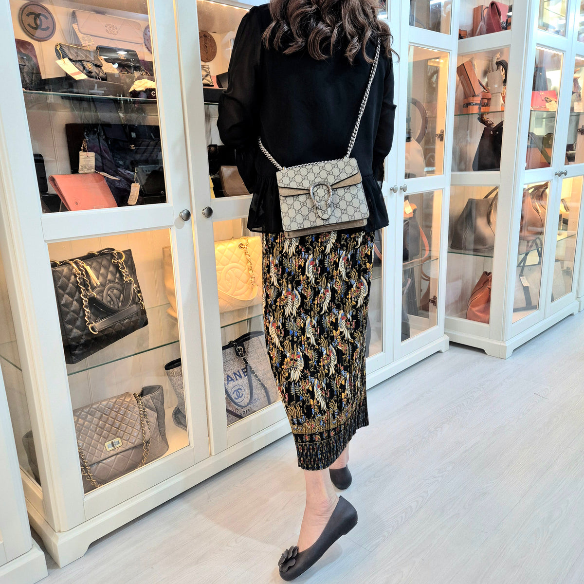 Gucci GG Supreme Dionysus Small Leather Crossbody Shw (Beige/Brown)