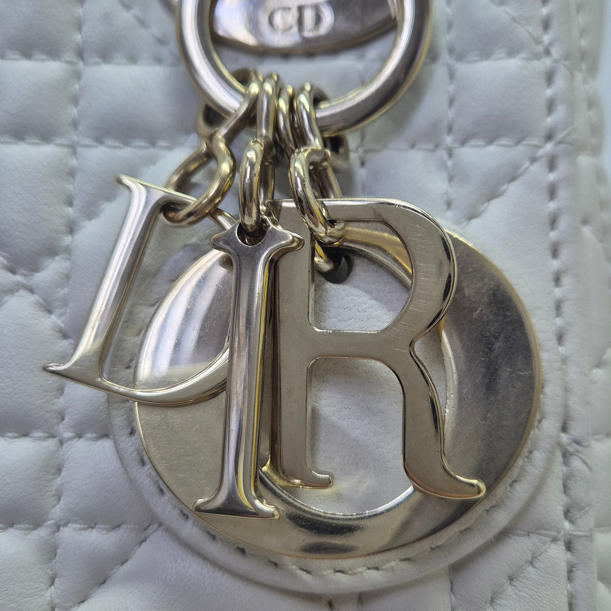 Christian Dior Lady Dior Mini Cannage Lambskin Ghw (Latte)