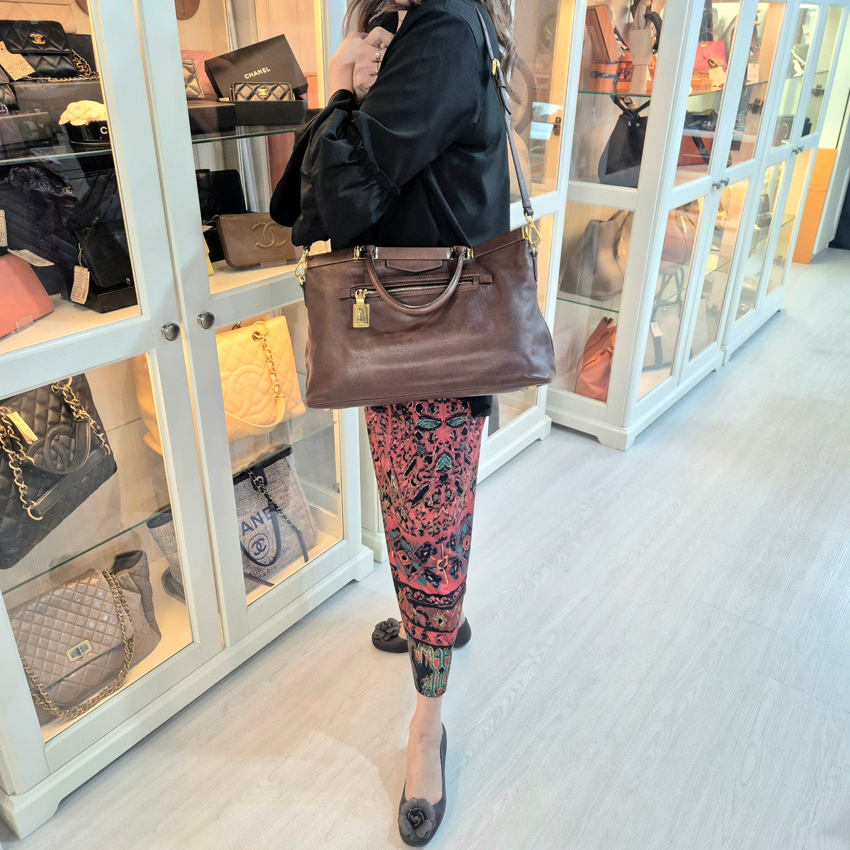 Prada Rubino Soft Calf Hinge Frame Tote bag Ghw (Brown)