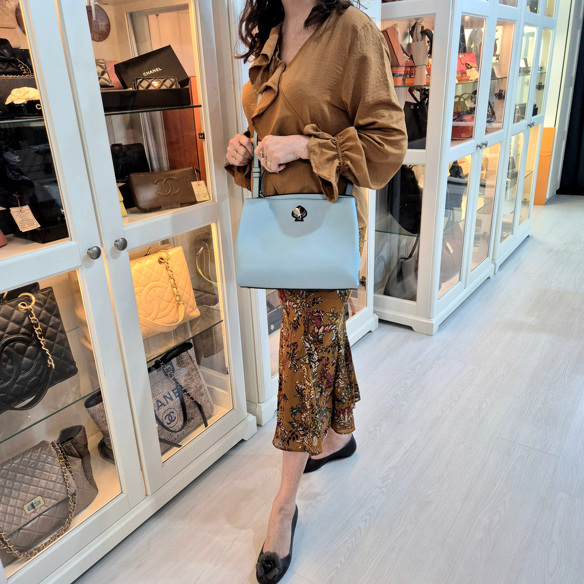 Kate Spade Romy Medium Leather Tote Bag Shw (Baby Blue)