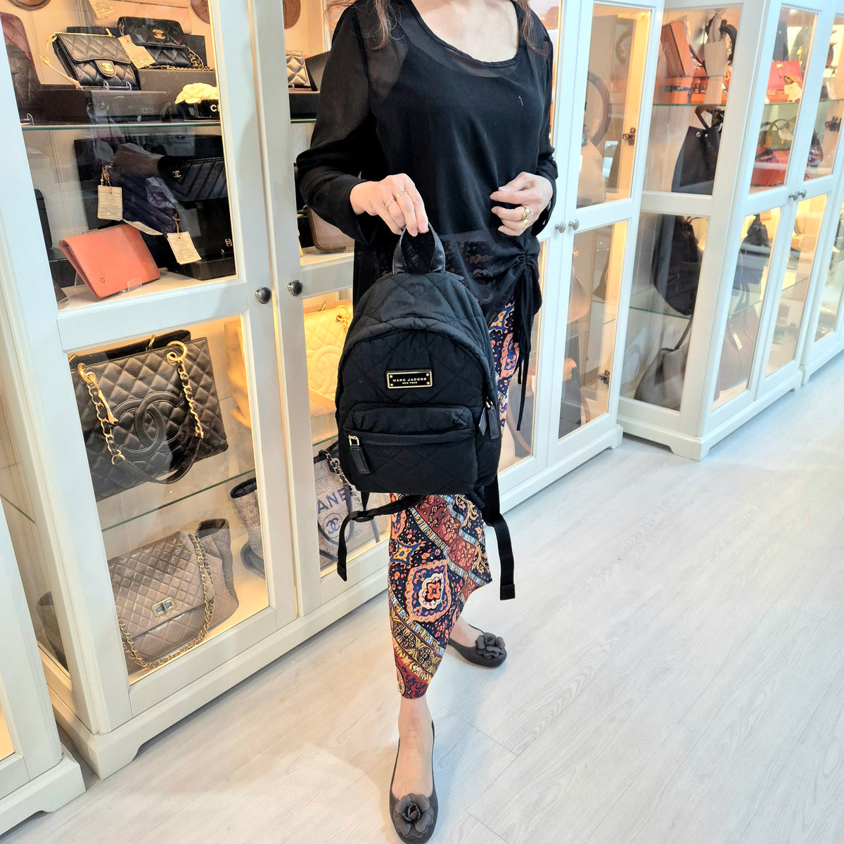 Marc Jacobs	Quilted Nylon Mini Backpack Ghw (Black)