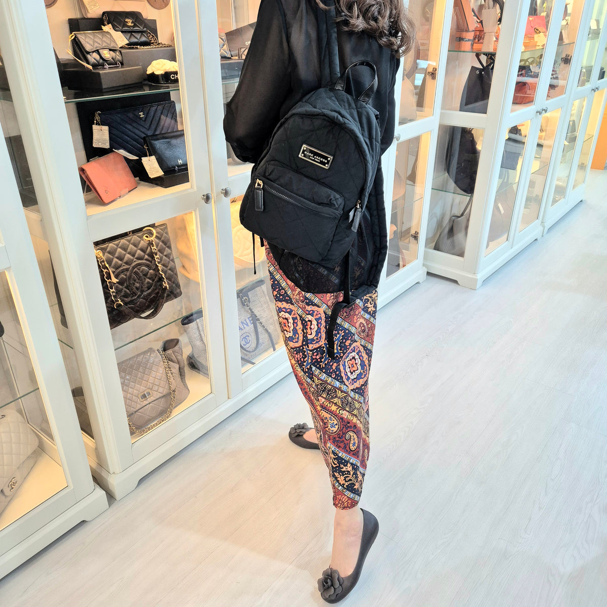 Marc Jacobs	Quilted Nylon Mini Backpack Ghw (Black)