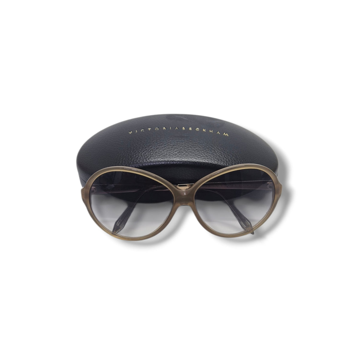 Victoria Beckham Oversized Rounded Sunglasses (Brown/Gold)