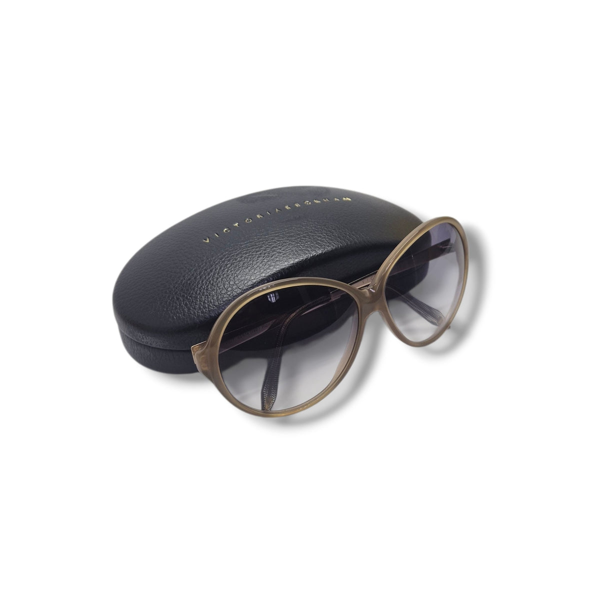 Victoria Beckham Oversized Rounded Sunglasses (Brown/Gold)