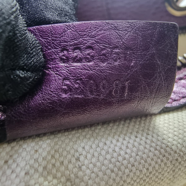 Gucci Bamboo Shopper Leather Tote Bag Ghw (Metallic Purple)