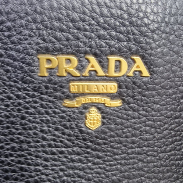 Prada BN2793 Vitello Daino Leather Tote Bag Ghw (Black)