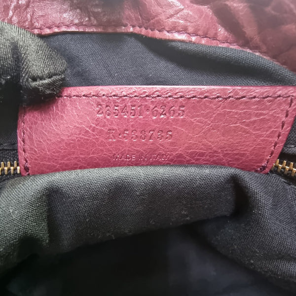 Balenciaga Giant Work Lambskin Leather Bag Bronze Hw (Burgundy)