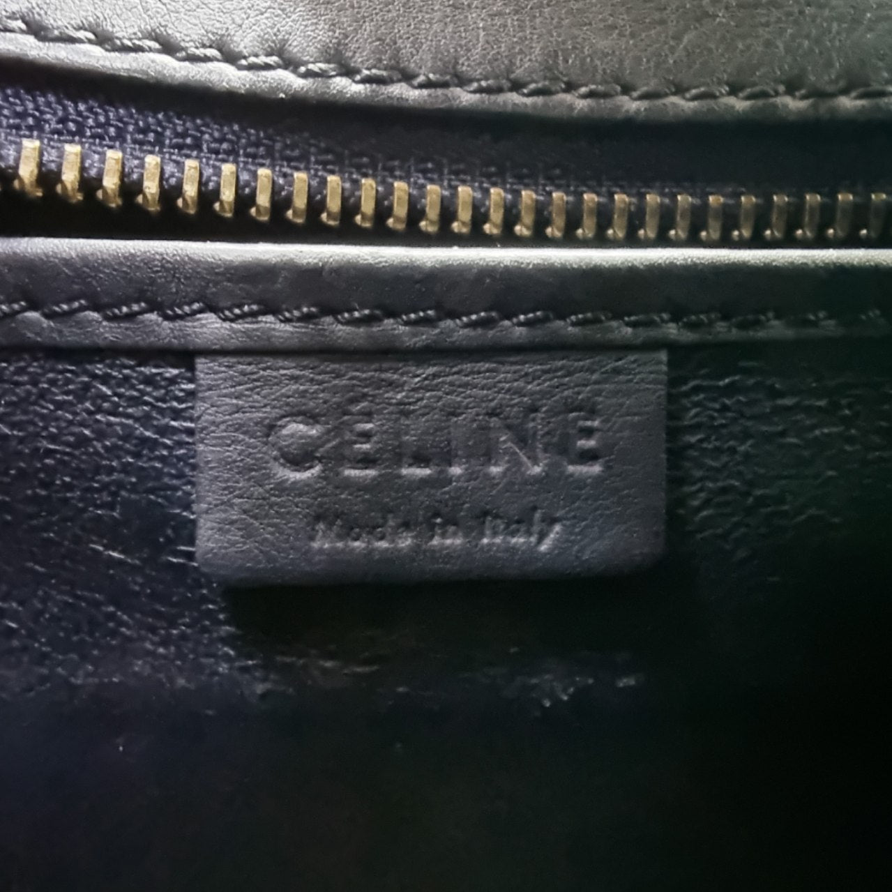 Celine Nano Luggage Leather Tote Bag Antique Gold Hw (Black)