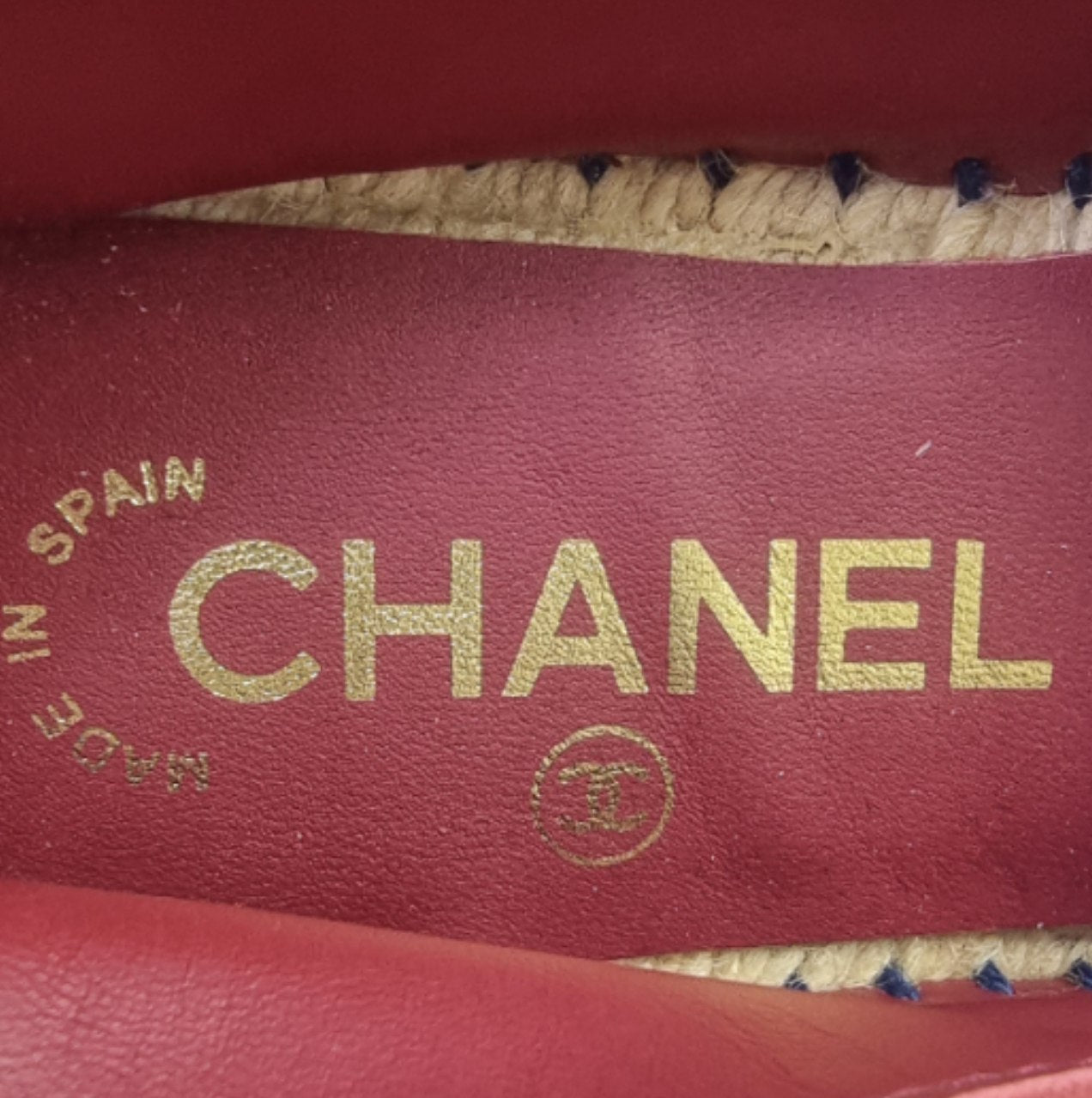 Chanel CC Canvas Quilted Espadrilles Flat Shoes (Burgundy/Navy Blue)