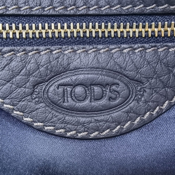 Tods ALH Side Zip Leather Hobo Bag Ghw (Black/Grey)