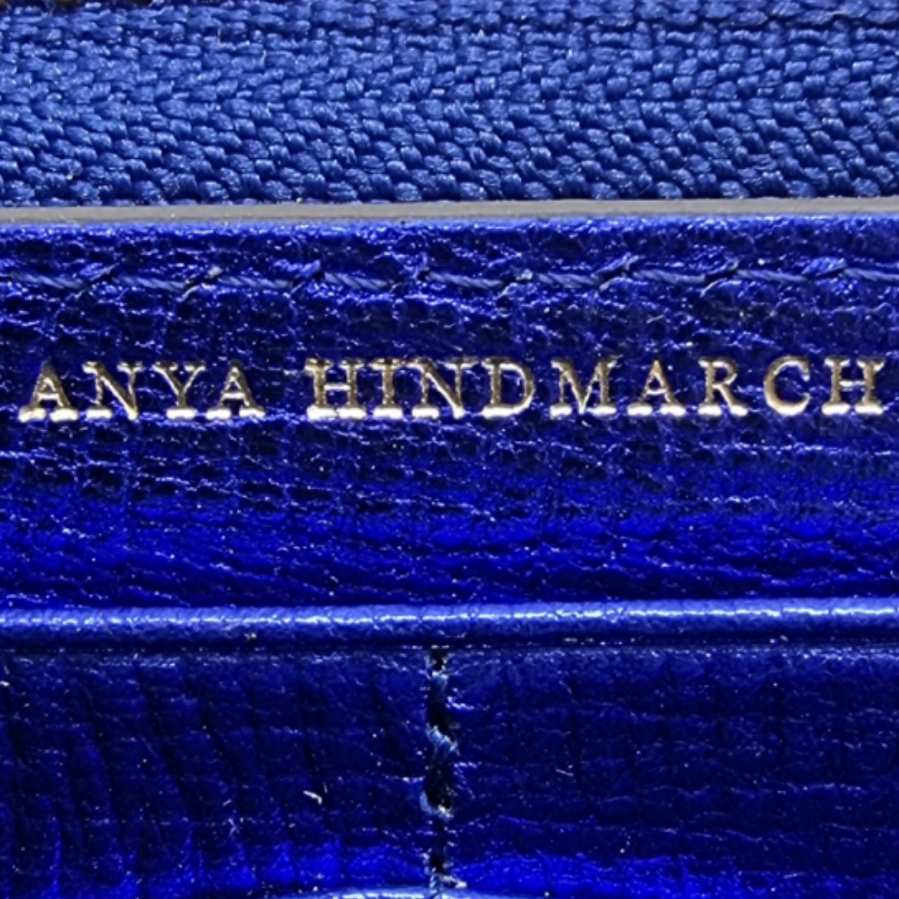 Anya Hindmarch Zippy Wallet Ghw (Electric Blue Metallic Capra)