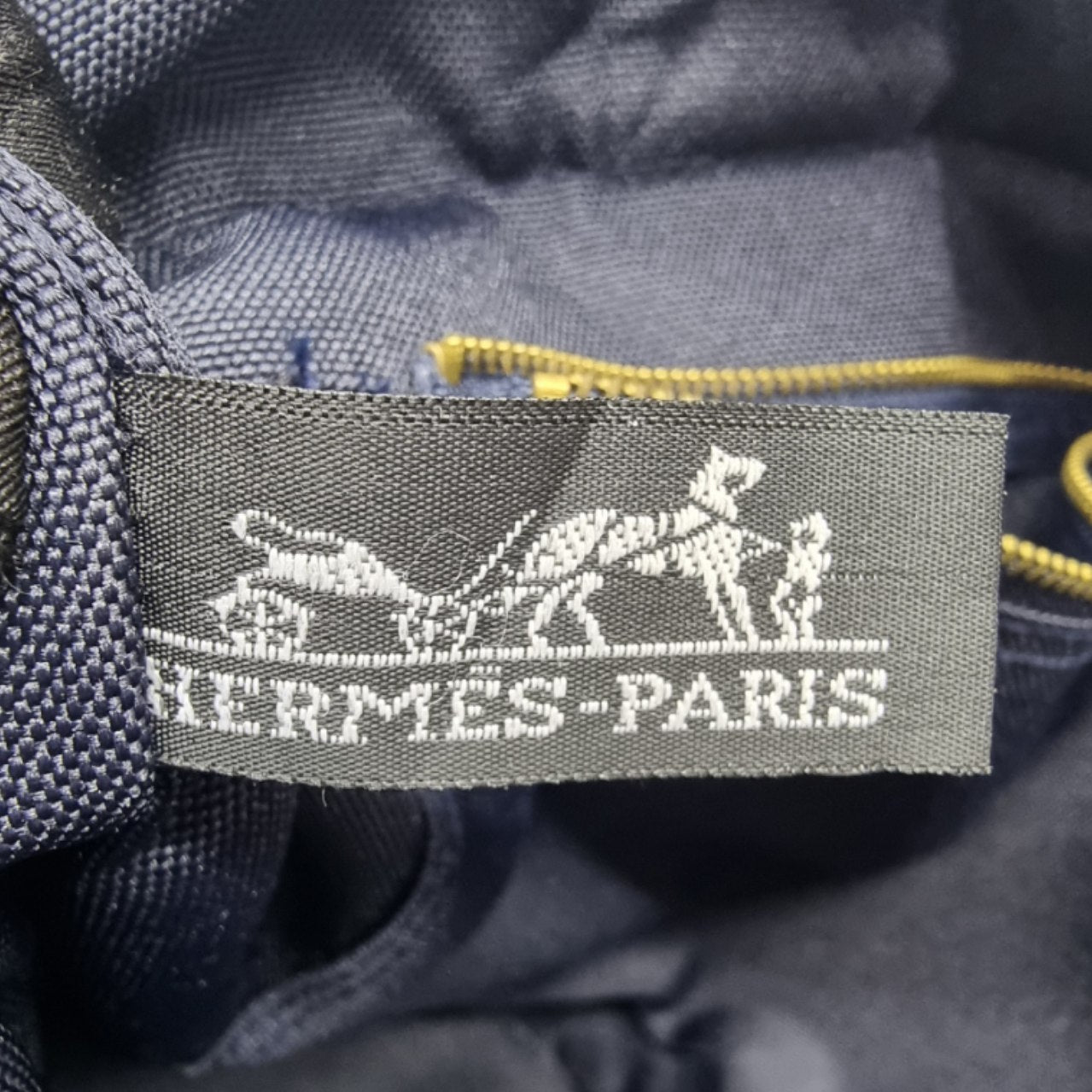 Hermes Fourre Tout MM Canvas Top Handle Shw (Dark Blue/Brown)