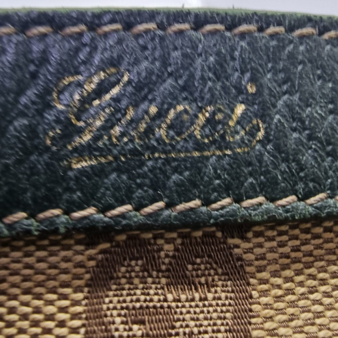 Gucci GG Abbey D-Ring Canvas Shoulder Bag Ghw (Beige/Dark Green)