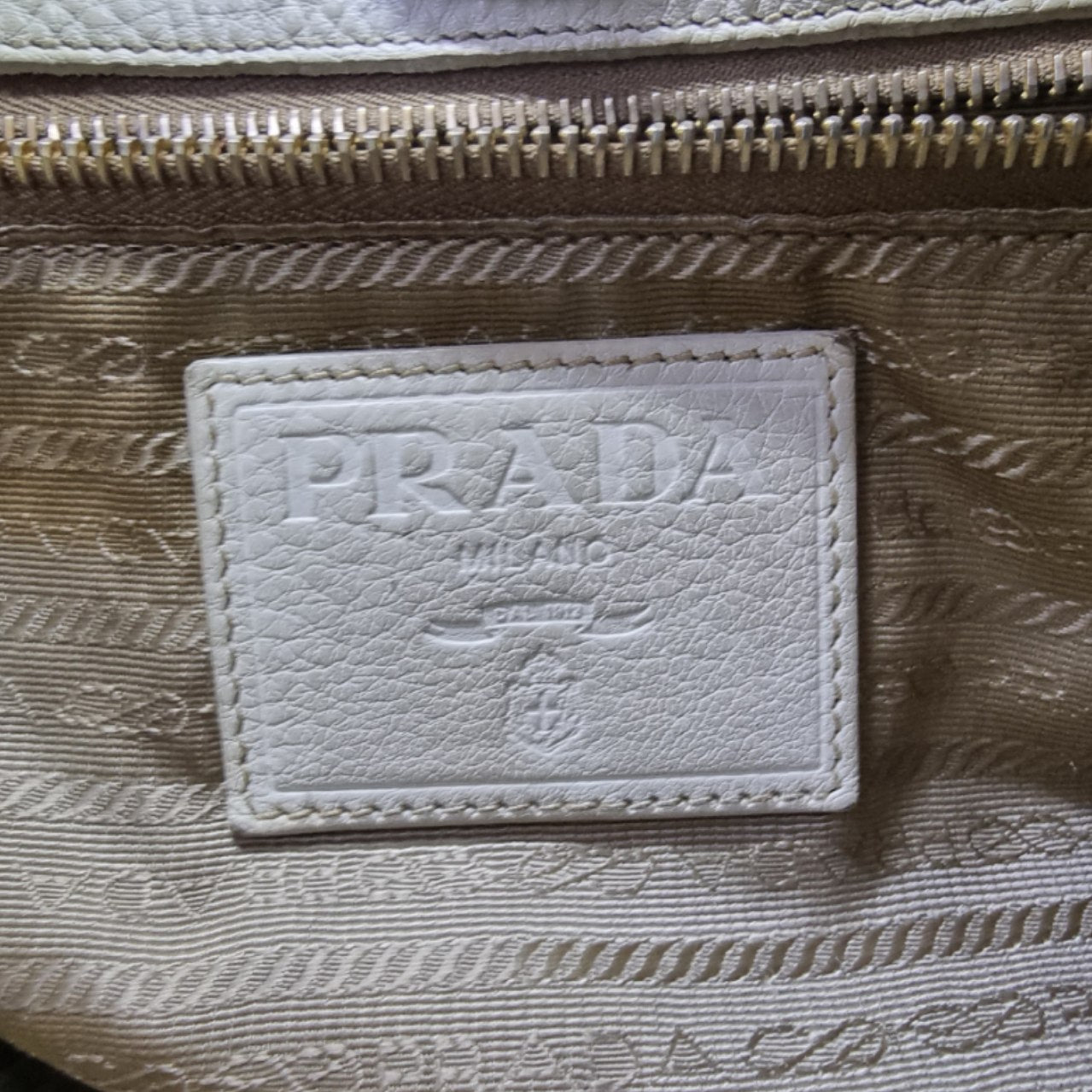 Prada Logo Jacquard Stud Shoulder Bag Ghw (Beige/Red)