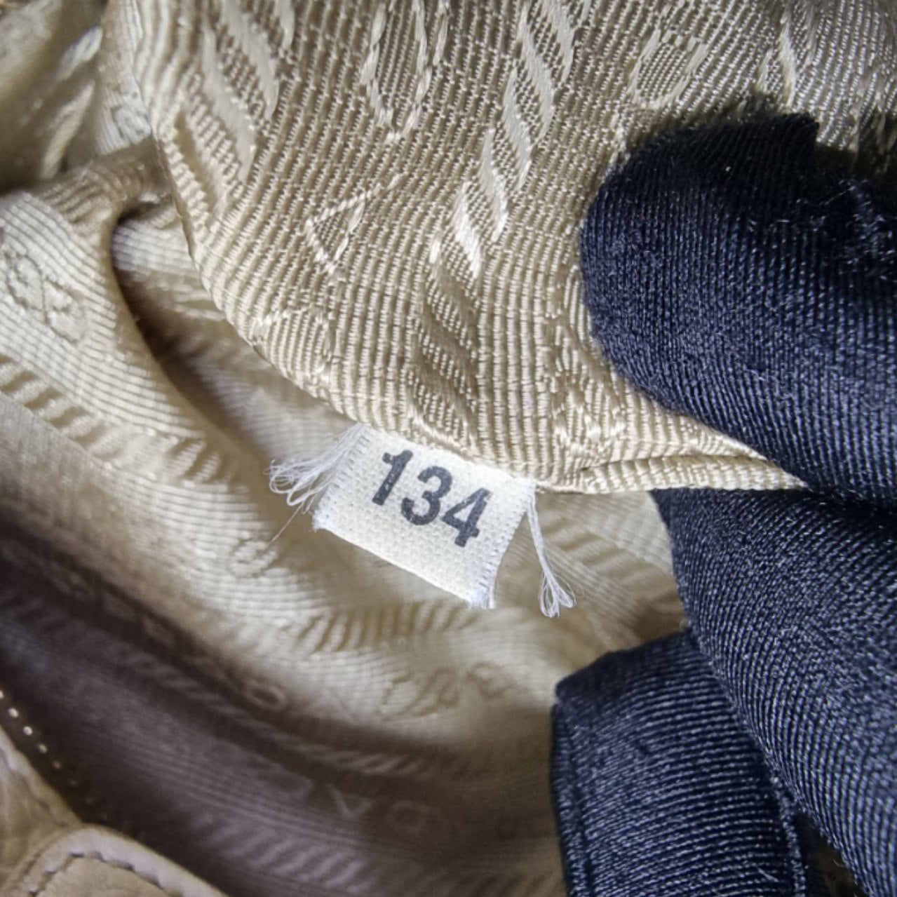 Prada Logo Jacquard Stud Shoulder Bag Ghw (Beige/Red)