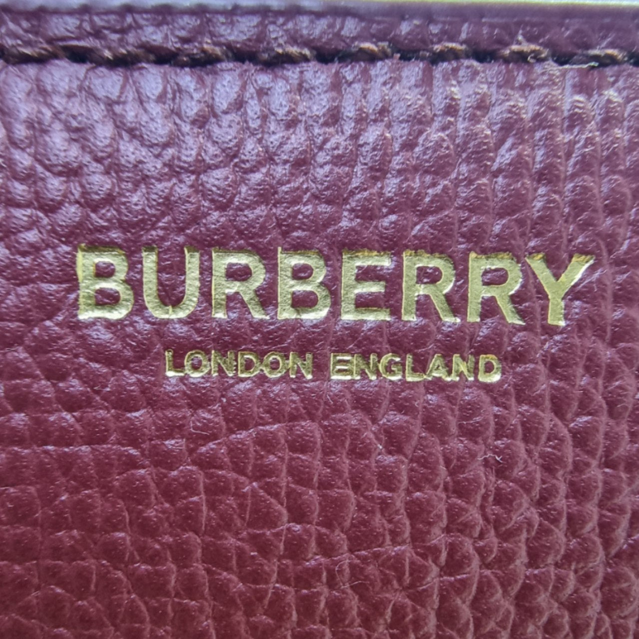 Burberry Banner House Check Leather Tote Bag Ghw (Burgundy)