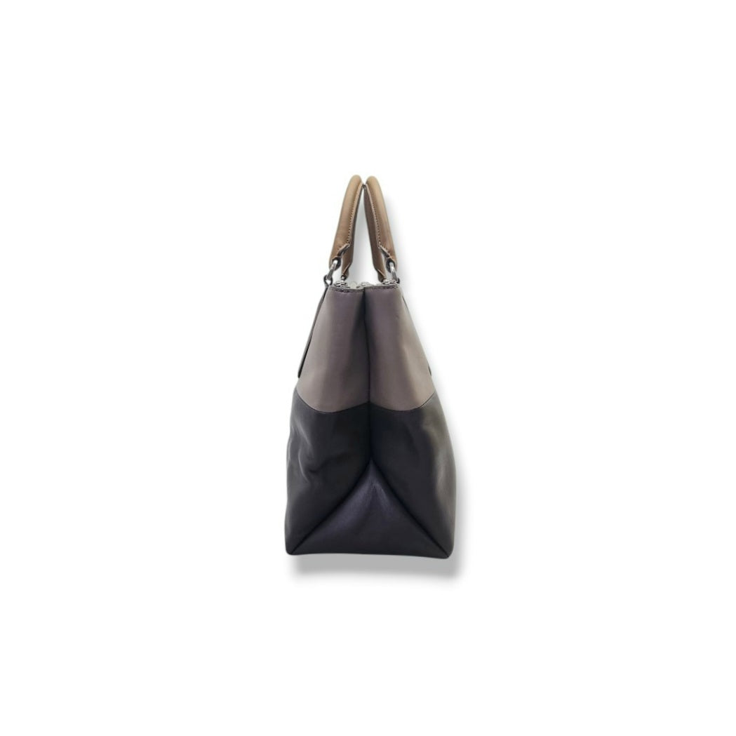 Coach Borough Leather Retro Colorblock Tote Shw (Grey/Dark Brown)