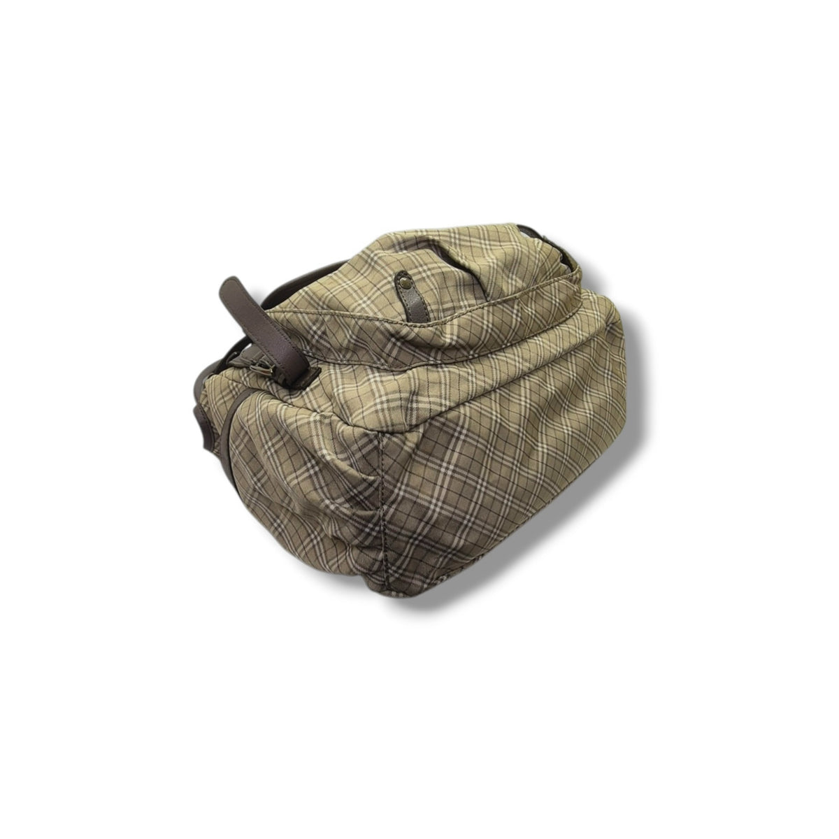Blue Label Burberry Nova Check Canvas Hobo Bag Brass Hw (Brown)