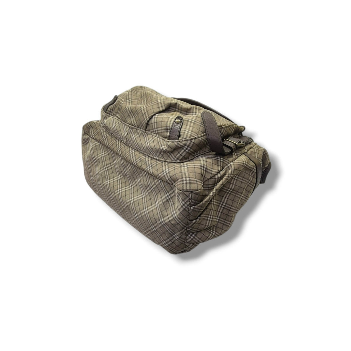 Blue Label Burberry Nova Check Canvas Hobo Bag Brass Hw (Brown)