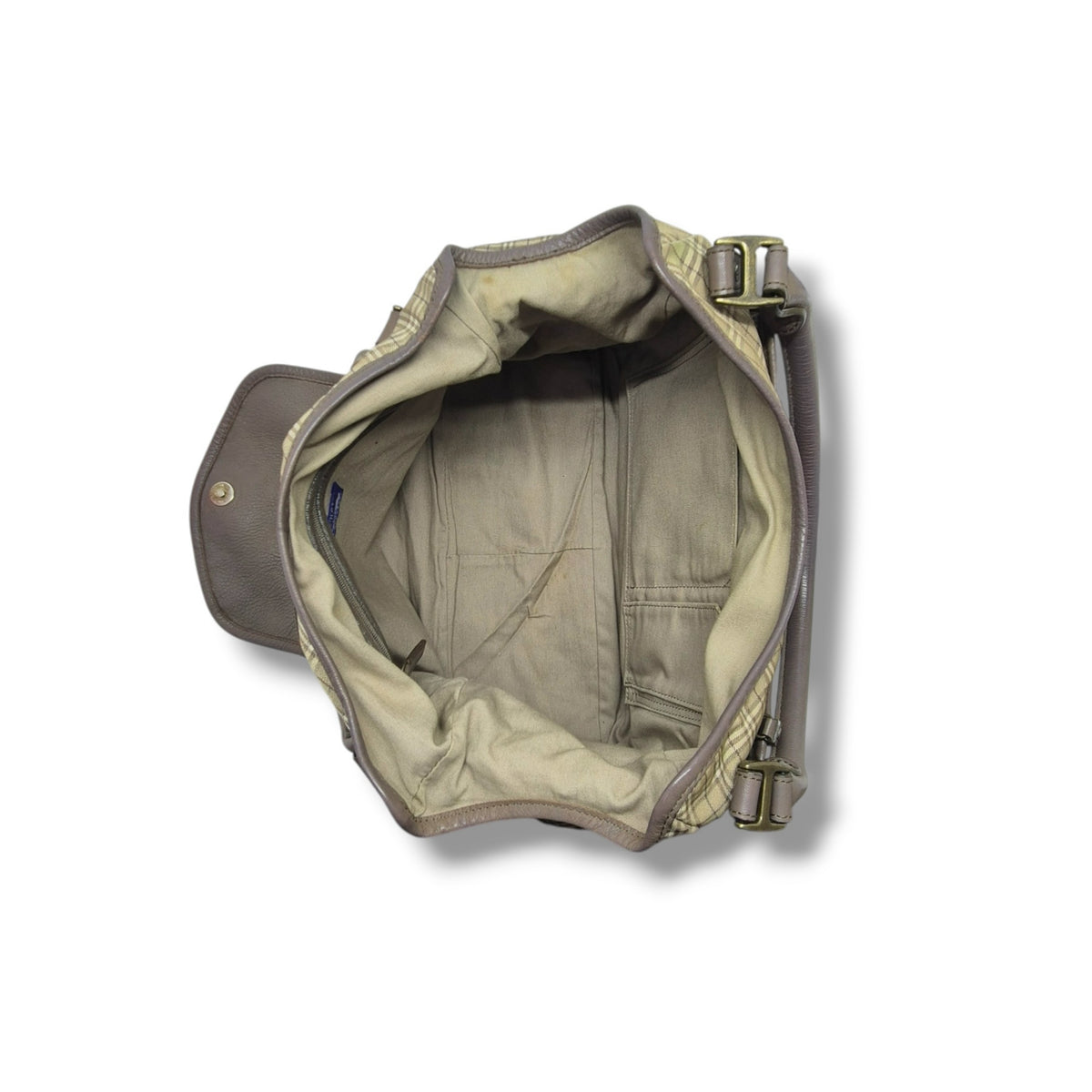 Blue Label Burberry Nova Check Canvas Hobo Bag Brass Hw (Brown)